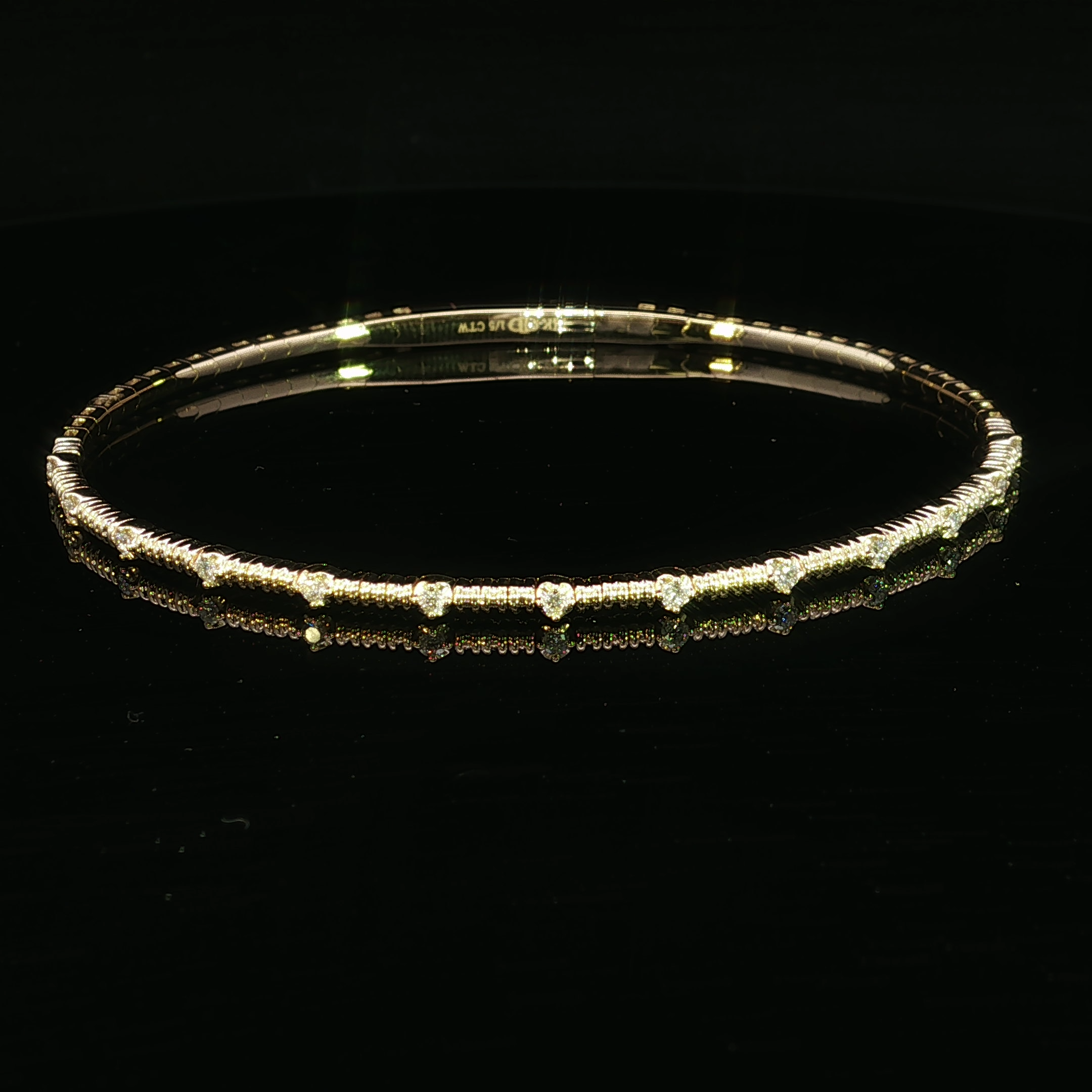 Malayah 14K Yellow Gold Polished Bangle with 0.20ct Diamonds