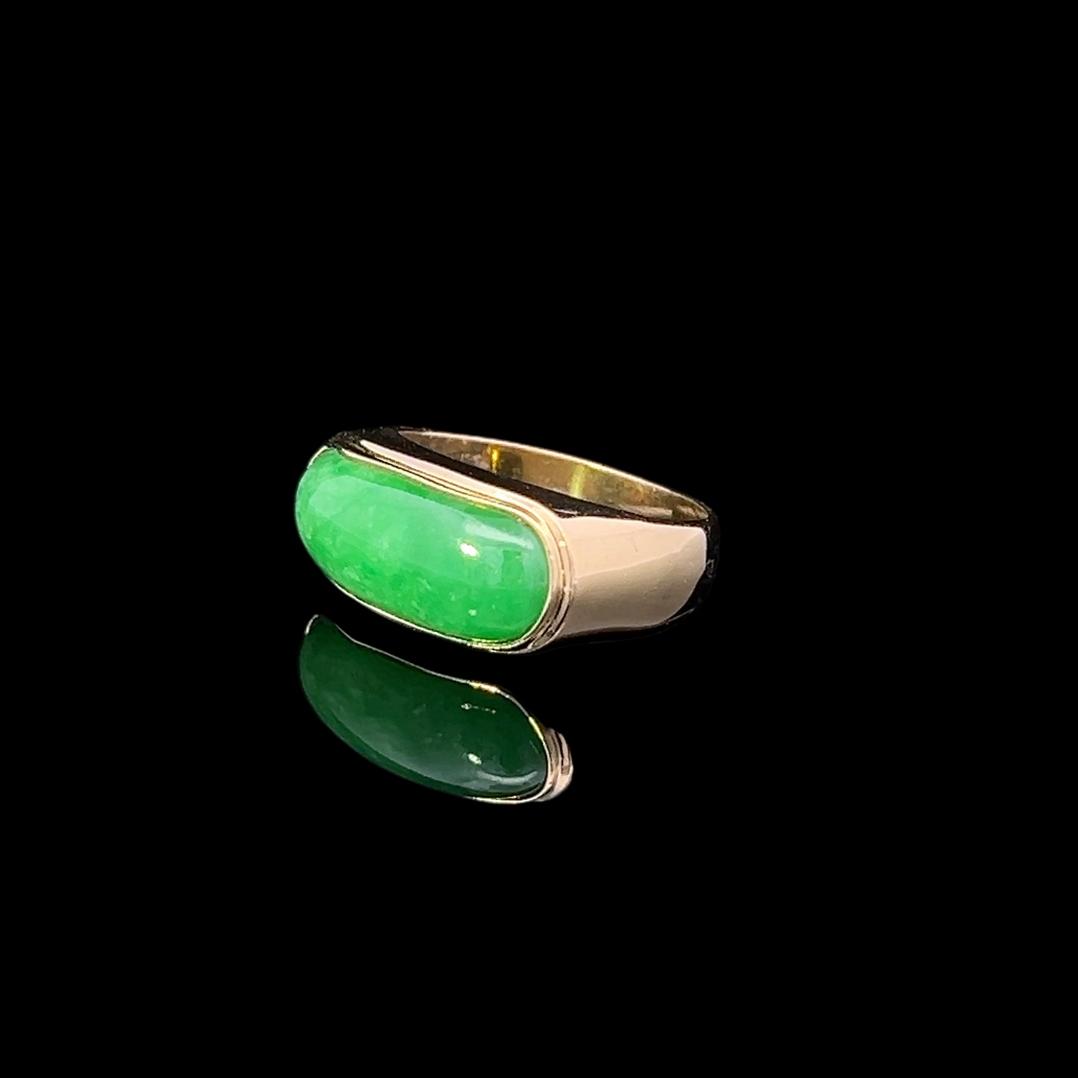Braelynn 18K Yellow Gold Oblong Bezel-Set Jade Ring