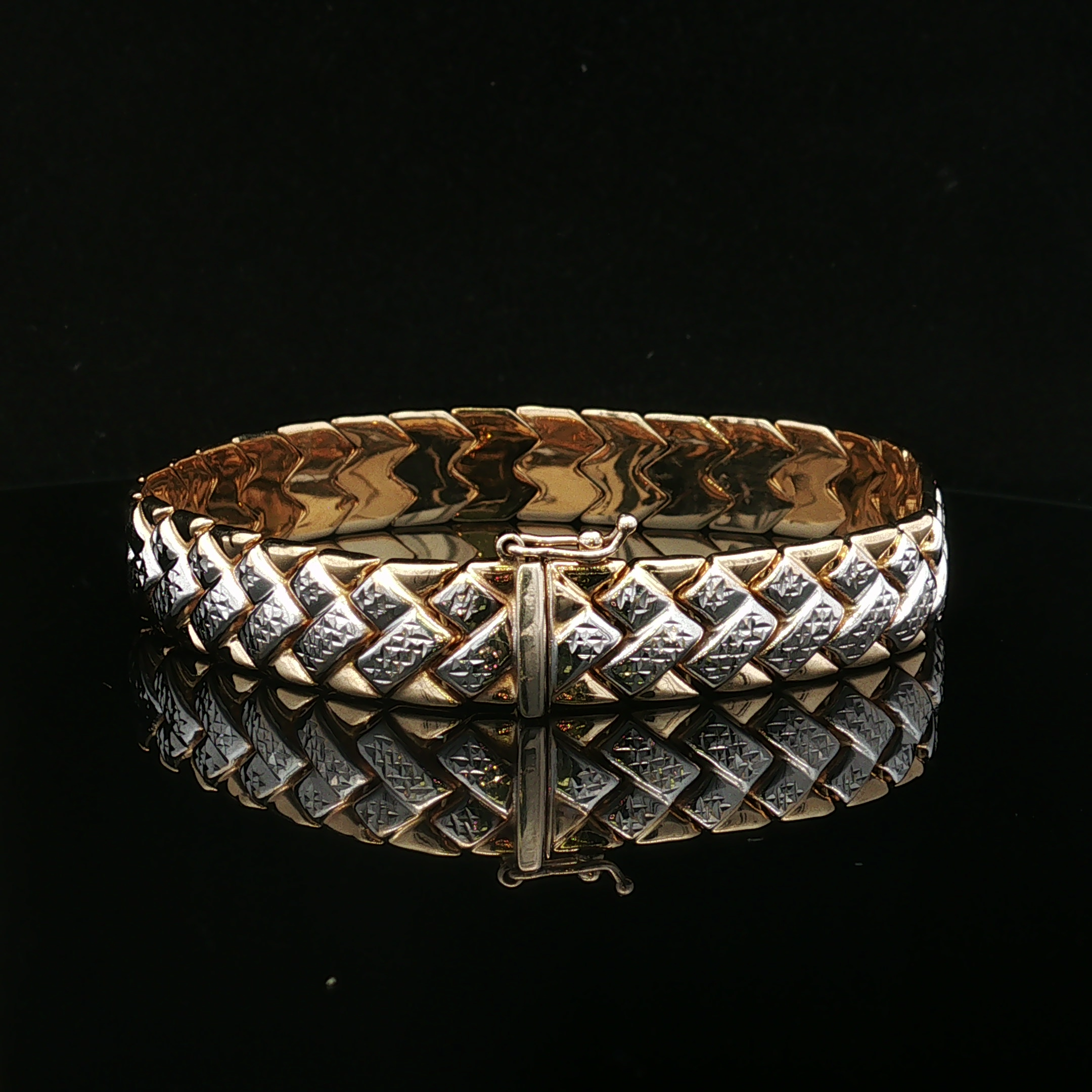 Freyarose 14K Two-Tone Diamond Cut Bracelet