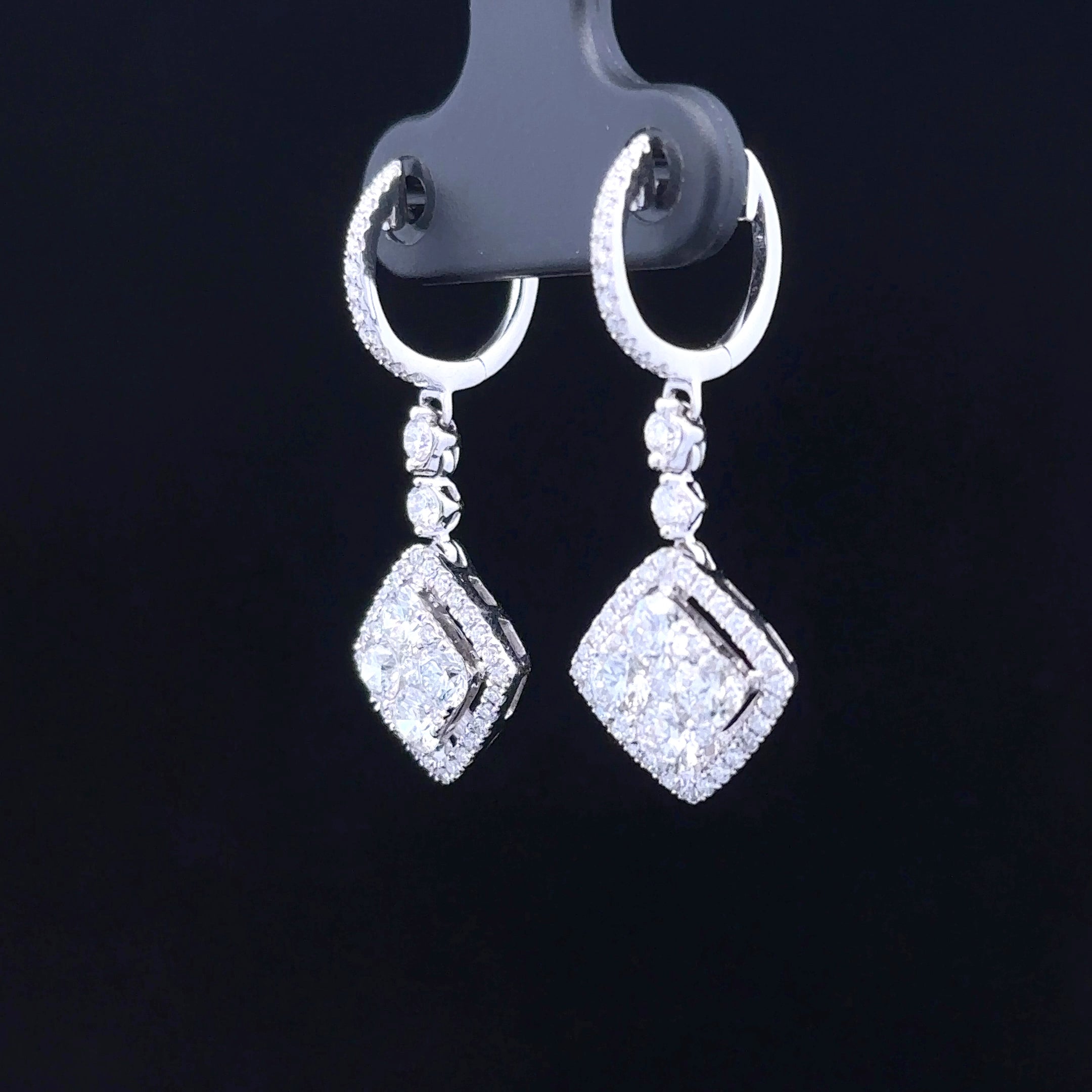 Saige 18K White Gold Earrings with 1.63 CTW Round Diamonds