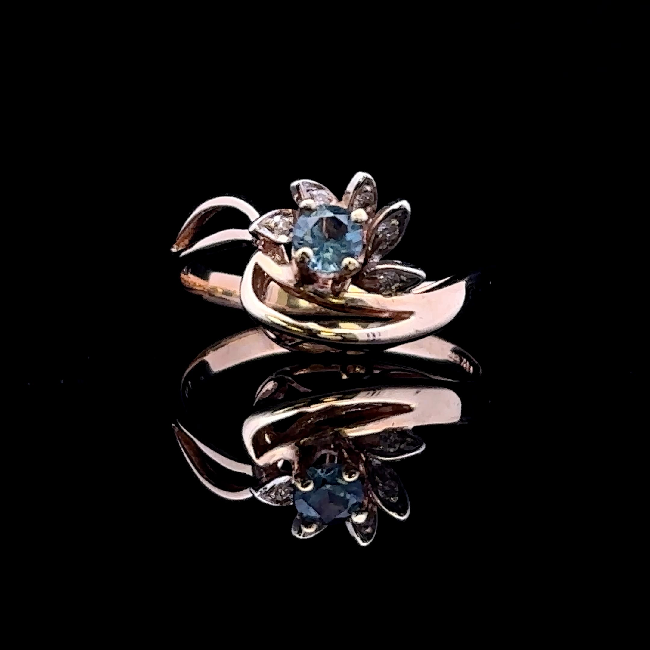 Carly 14K yellow gold ring with aquamarine and diamonds