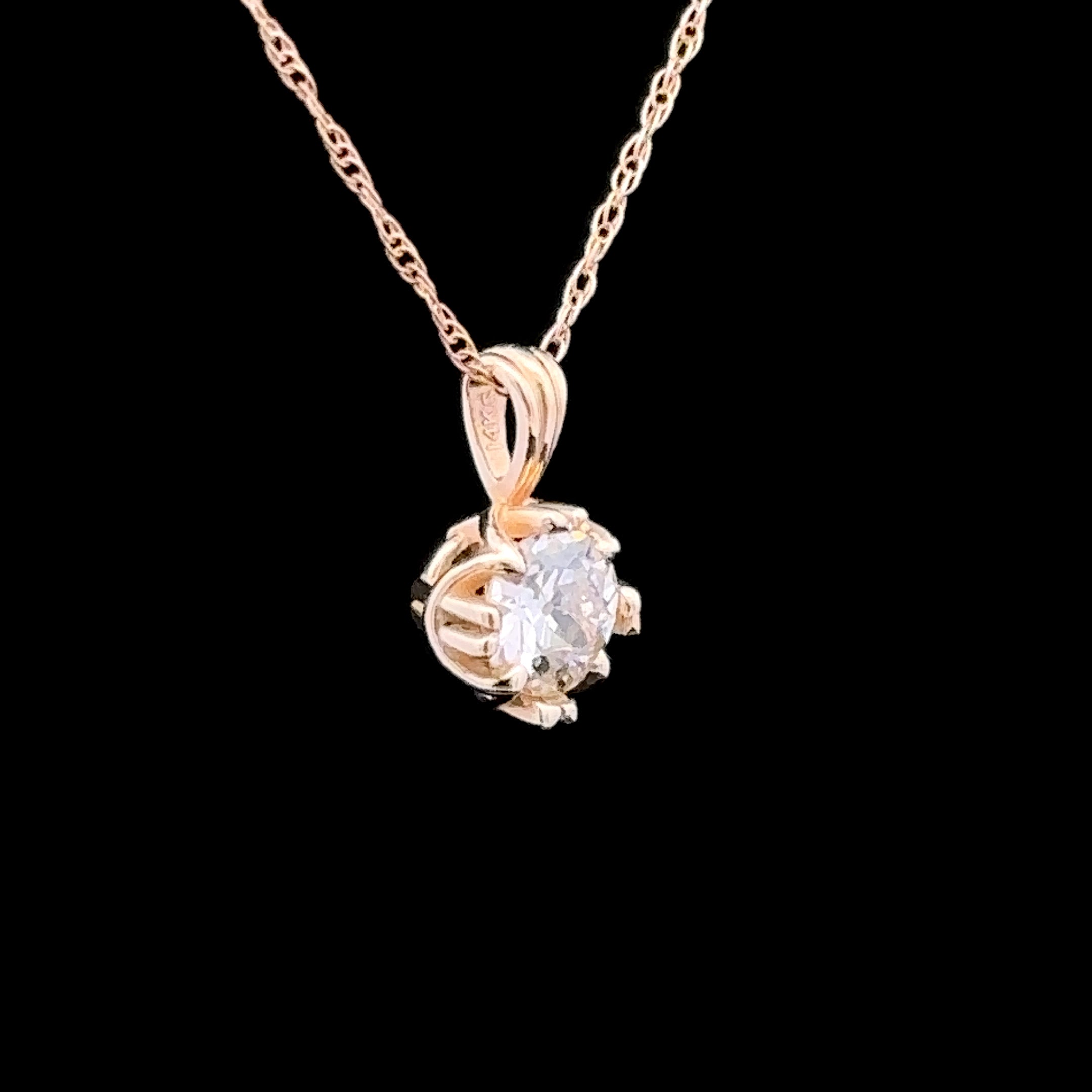 Adrianna 14K Yellow Gold 0.45 CT Old European Cut Diamond Pendant