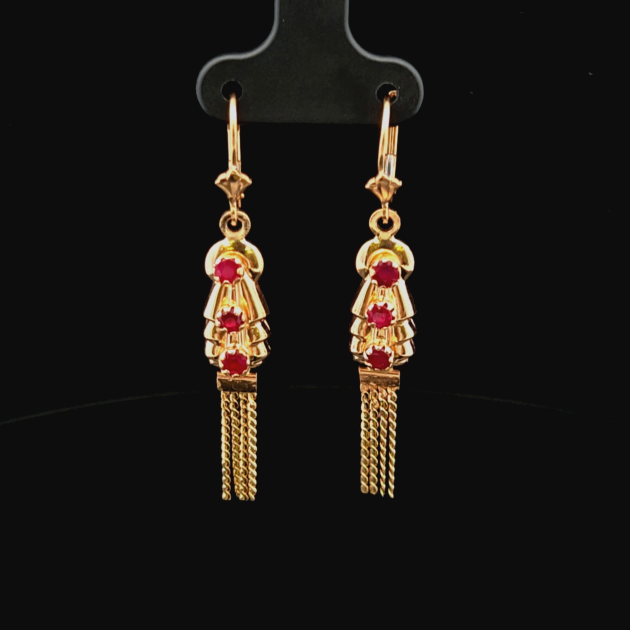 Maisie 14K Yellow Gold Dangle Earrings with Red Rubies