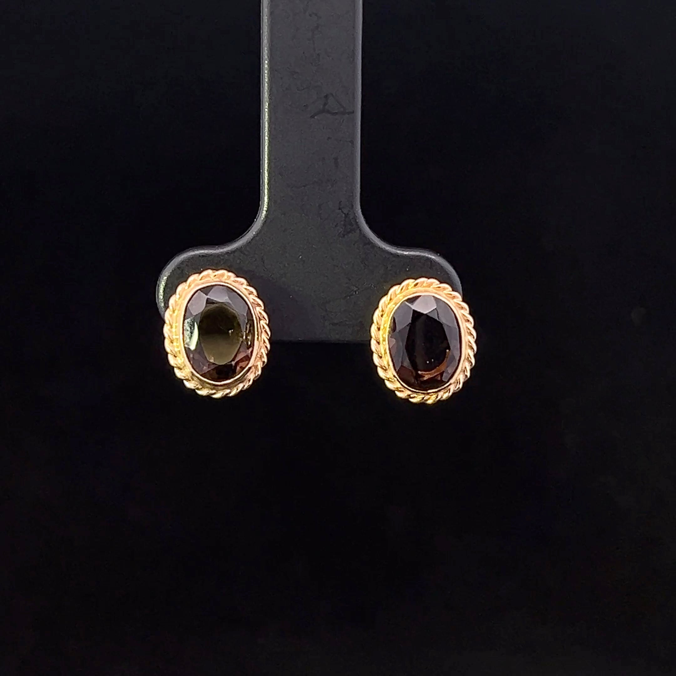 Amber 14K Yellow Gold Smoky Quartz Earrings