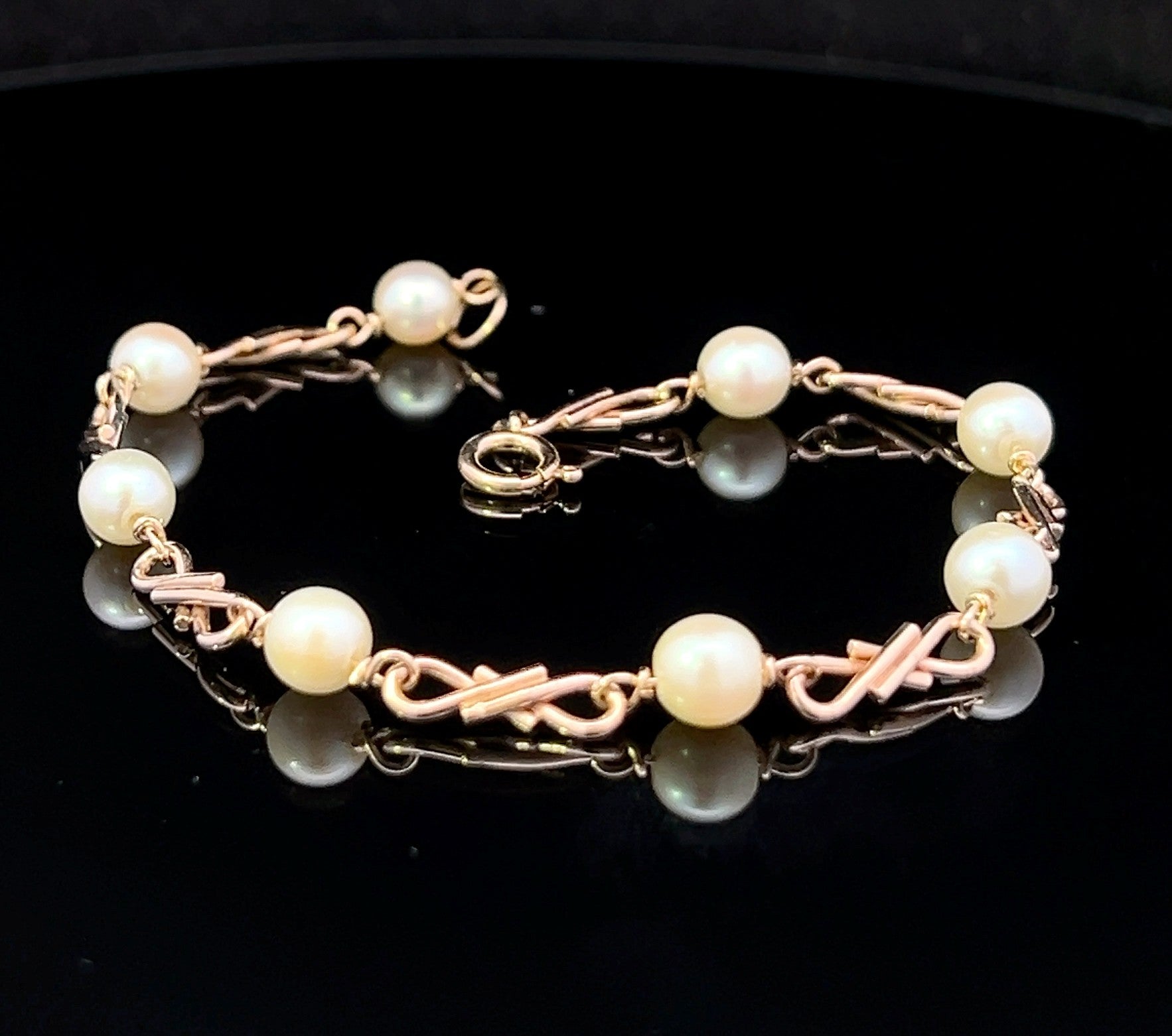 Josie 14K Yellow Gold 7.5" Pearl and Fancy Link Bracelet