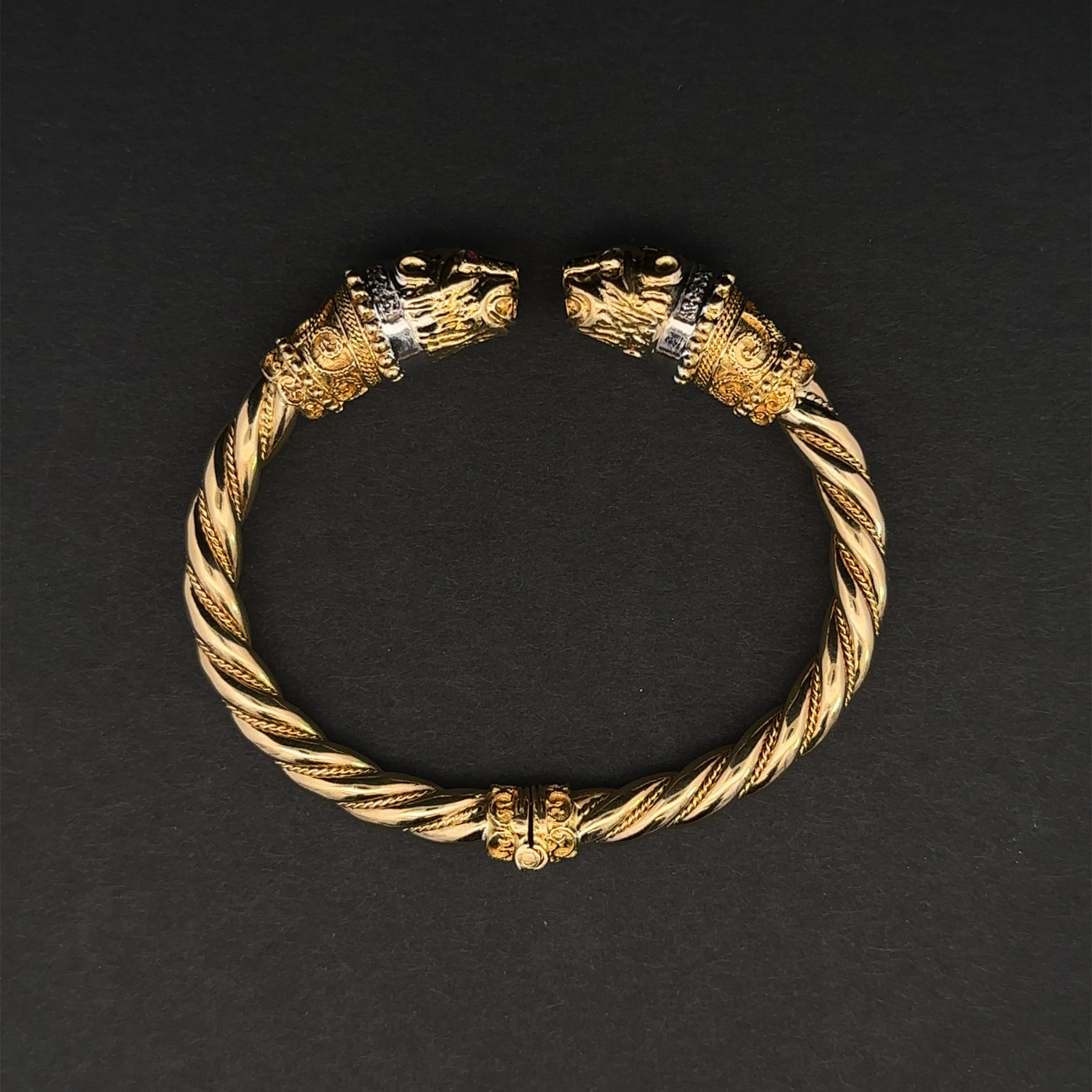 Azariah 14K Yellow Gold Animal Bangle Bracelet with Ruby Eyes & Diamond Accents