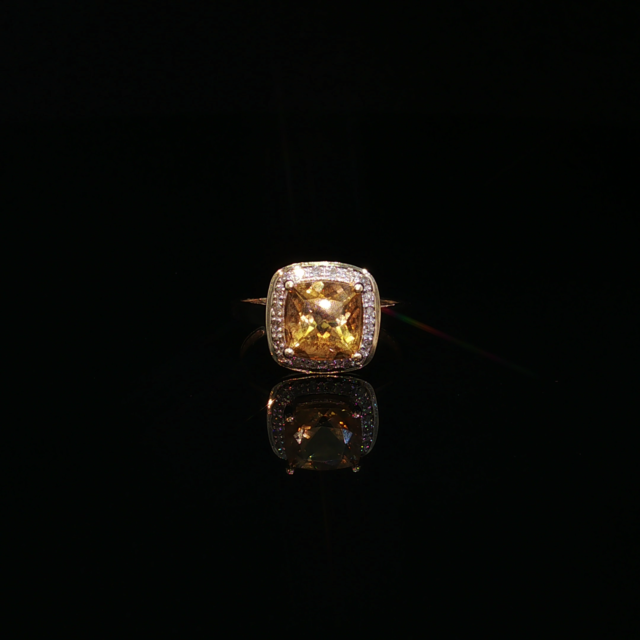 Adele 14K Yellow Gold Citrine Diamond Halo Ring