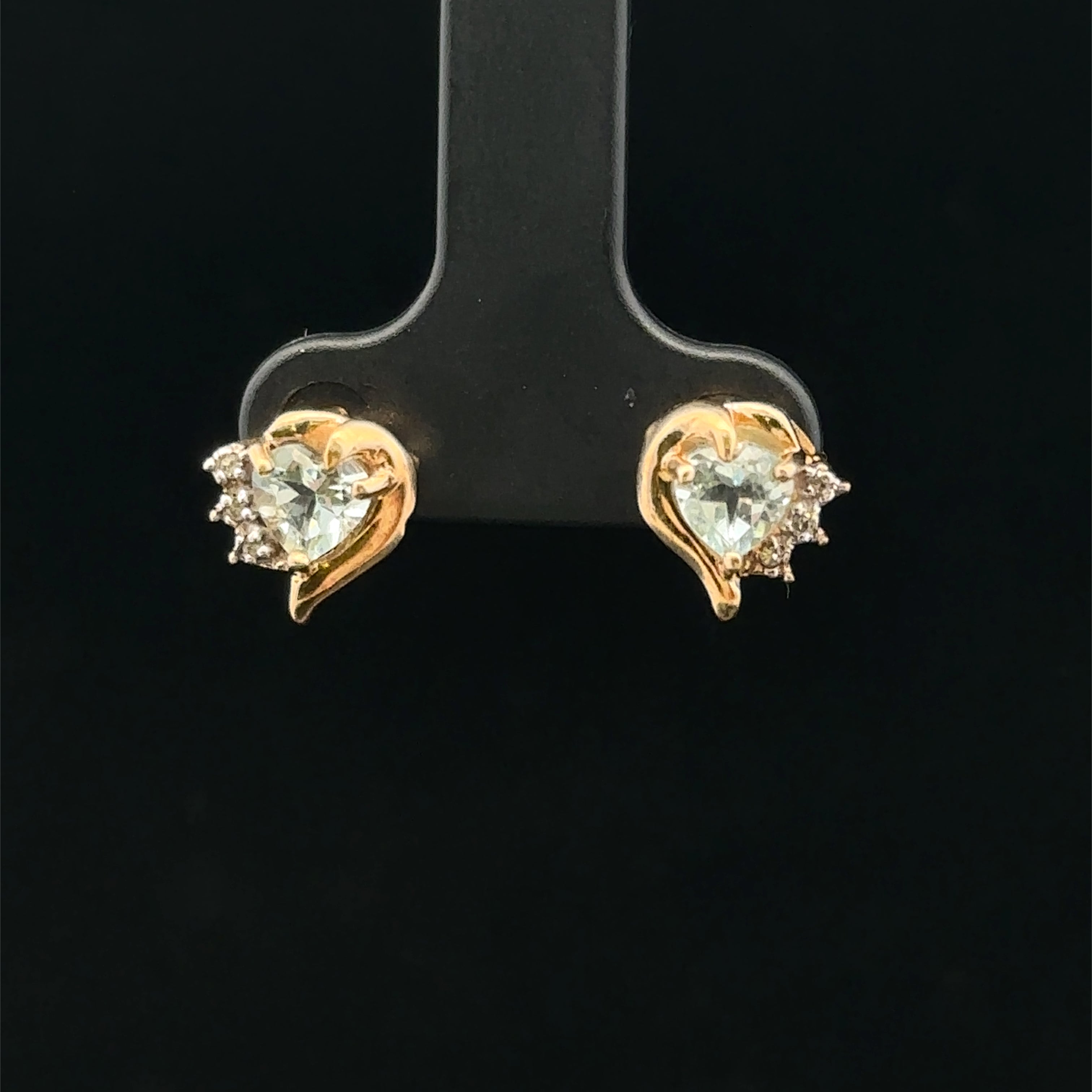 Camryn 14K Yellow Gold Heart Aquamarine & Diamond Earrings