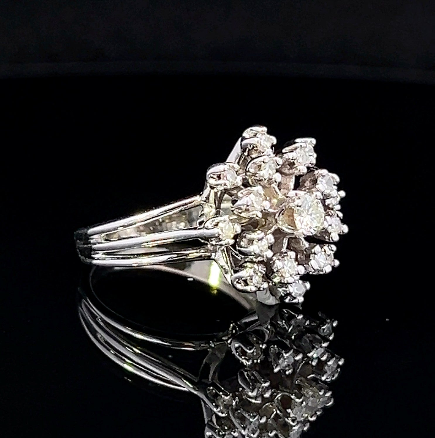 Mabel White 14K Vintage-Style Diamond Cluster Ring
