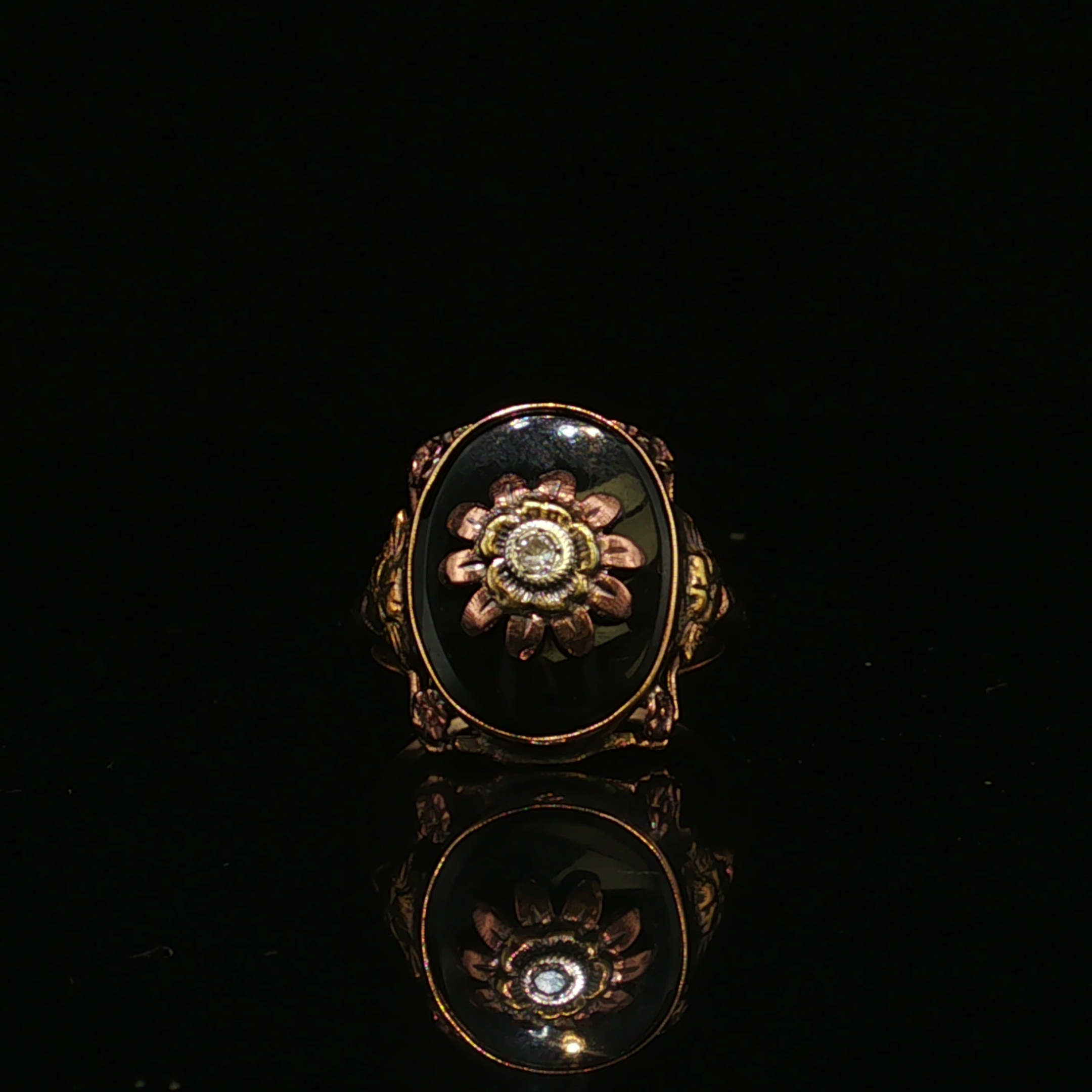 Claralyn Onyx Two-Tone Gold Ring