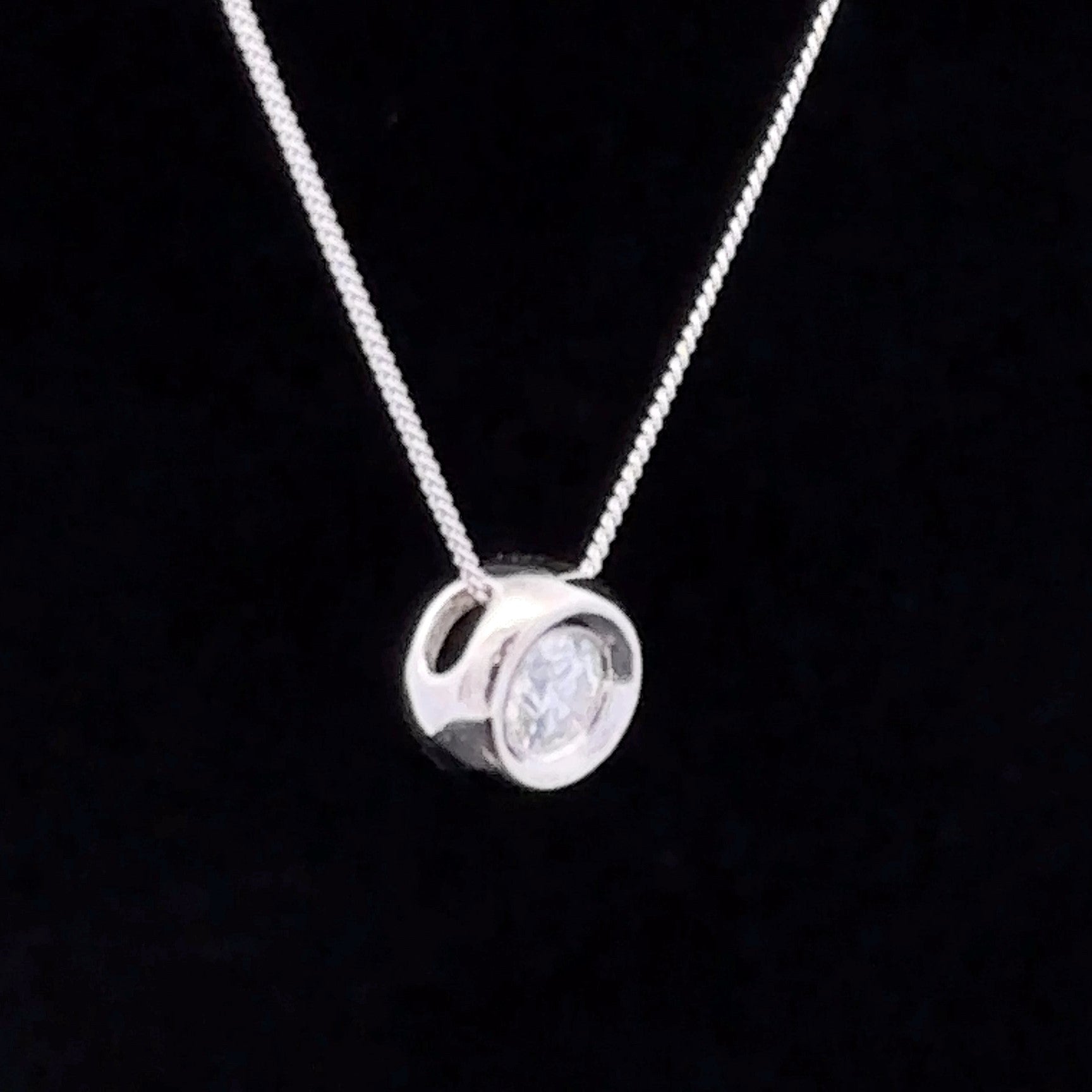 Taliyah 14K White Gold Bezel Set Slide Necklace