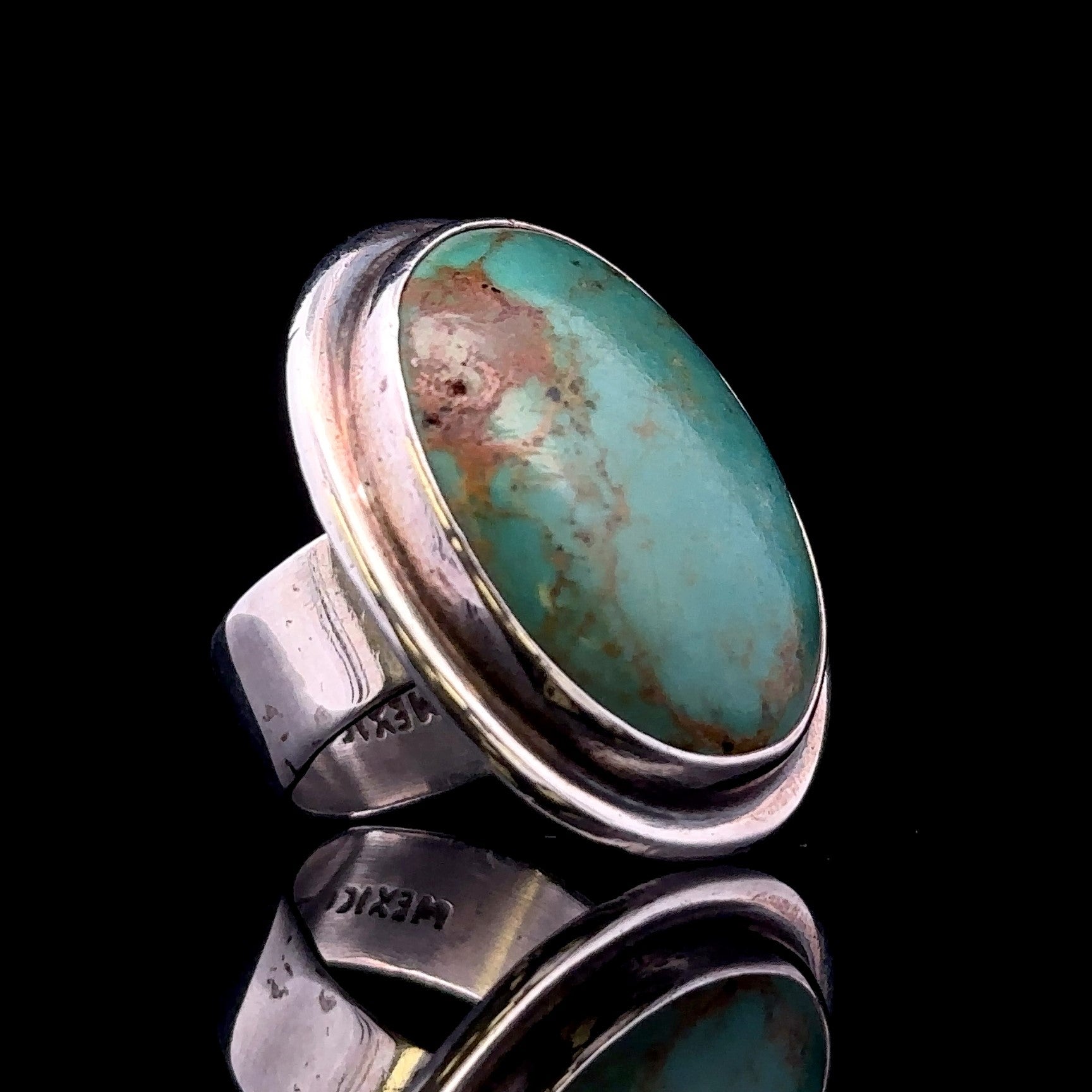 Delany Sterling Silver Green and Brown Turquoise Ring