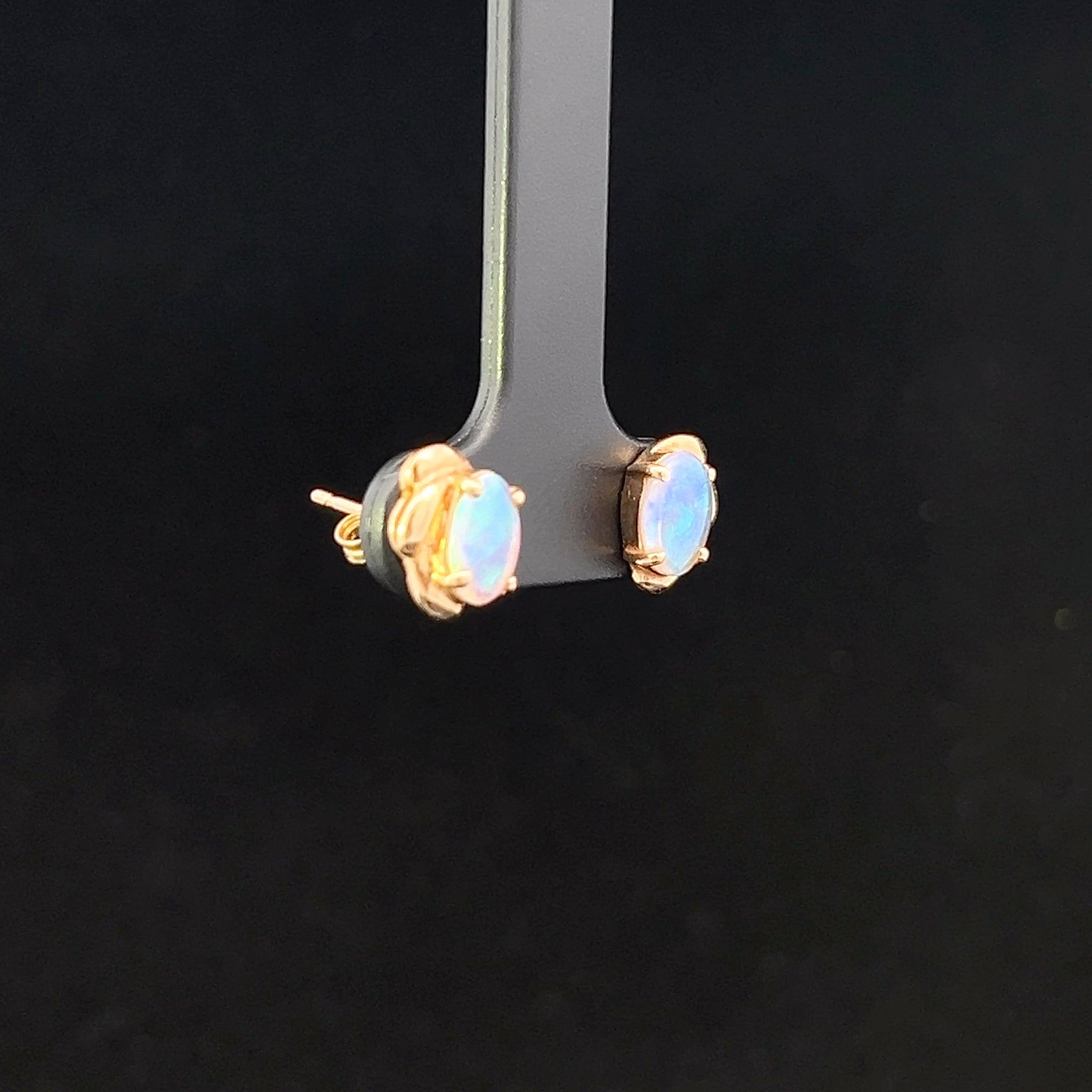 Linda 14KY Oval Opal Ring with Gold Accents