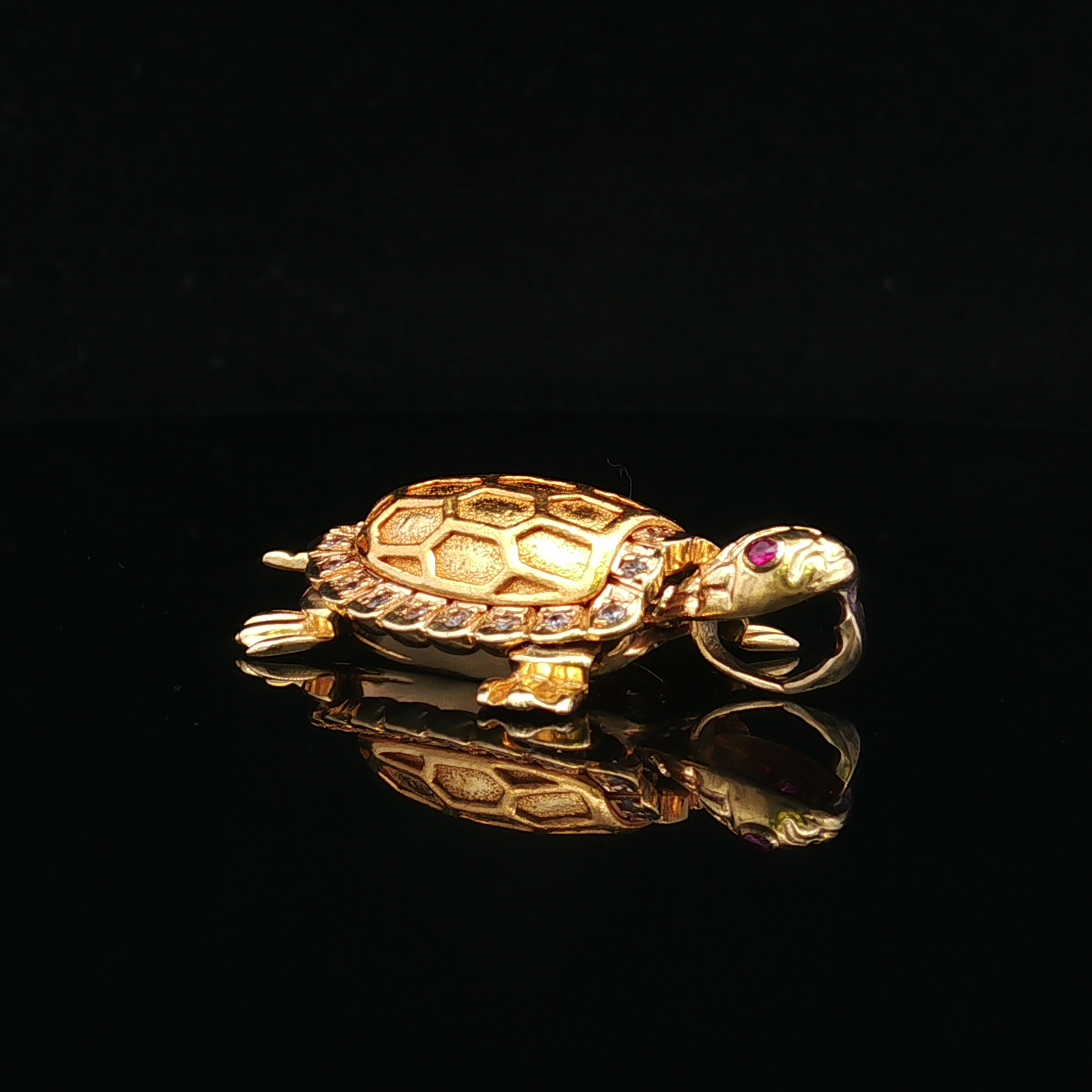 Almeda Diamond & Ruby Turtle Pendant