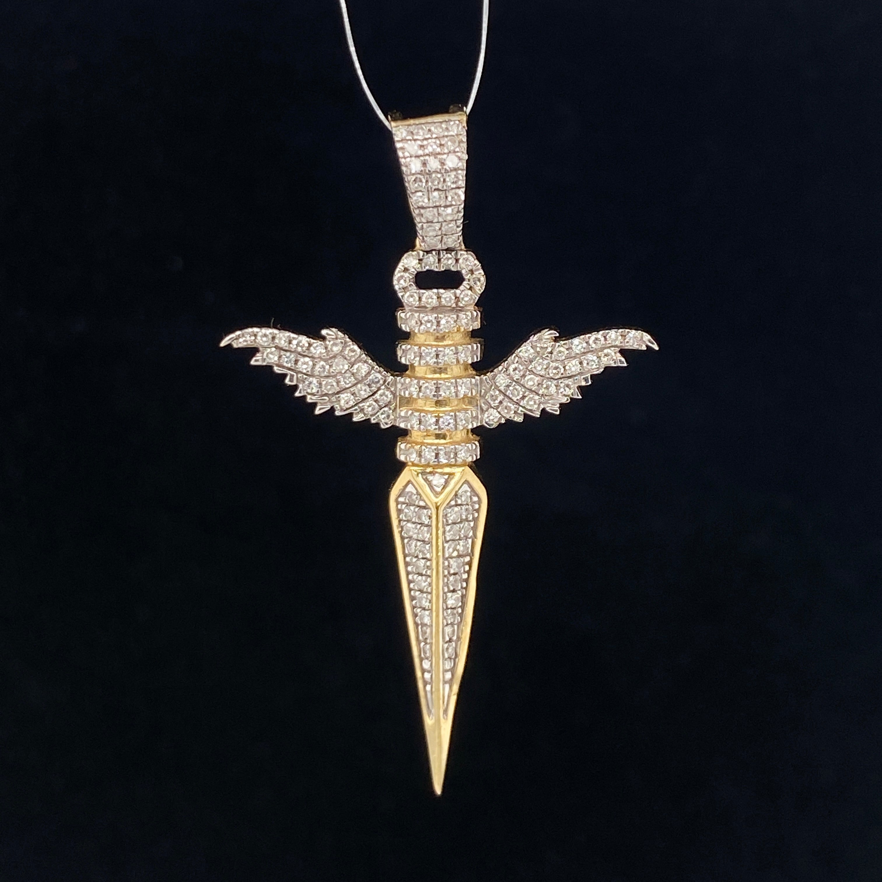 Two-tone gold religious pendant with diamonds