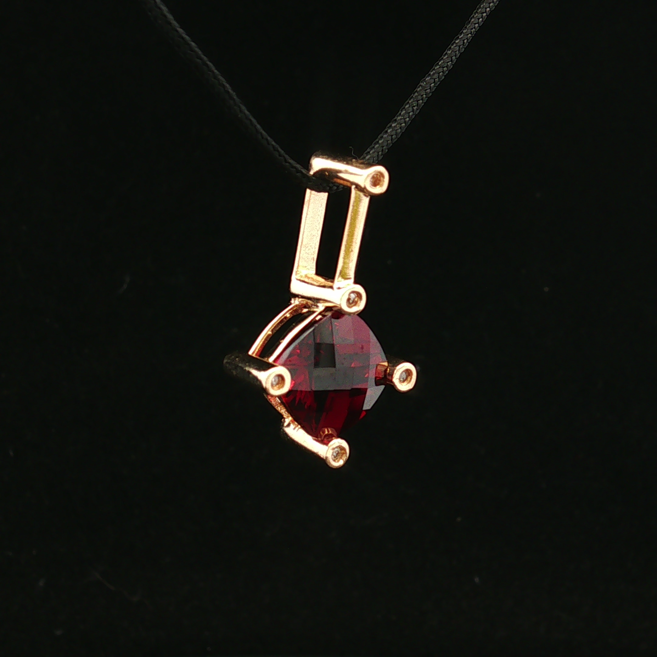 Violete 14KY 5 CT Checkerboard Garnet & Diamond Pendant