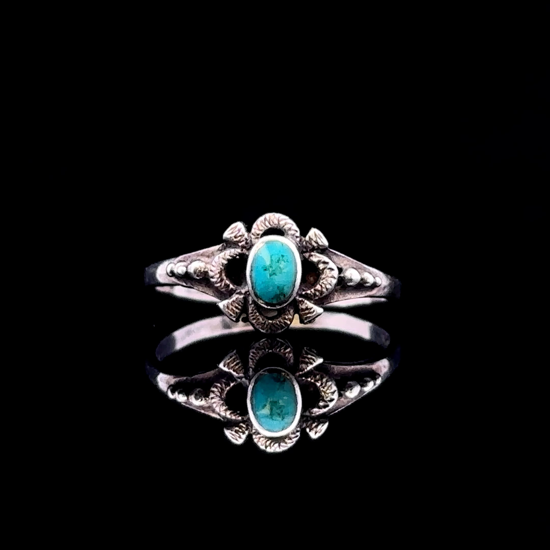 Kamryn Sterling Silver Turquoise Inlay Flower Ring