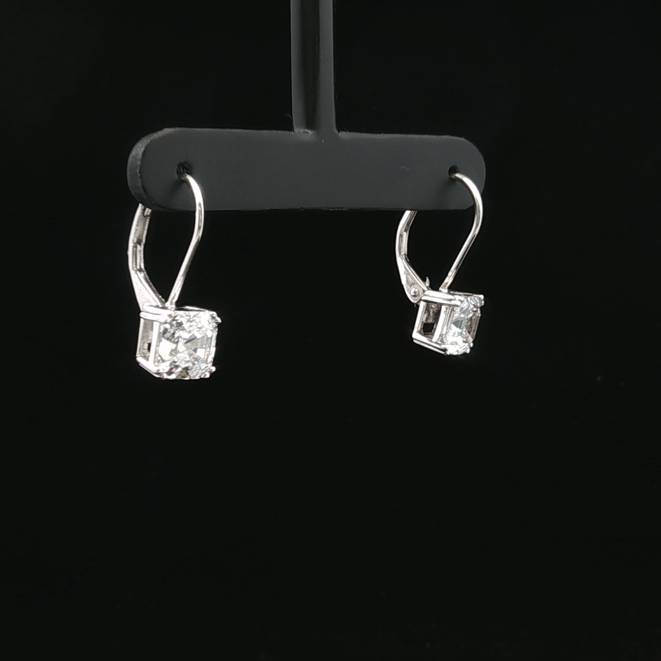 Elinora White Silver CZ Drop Earrings