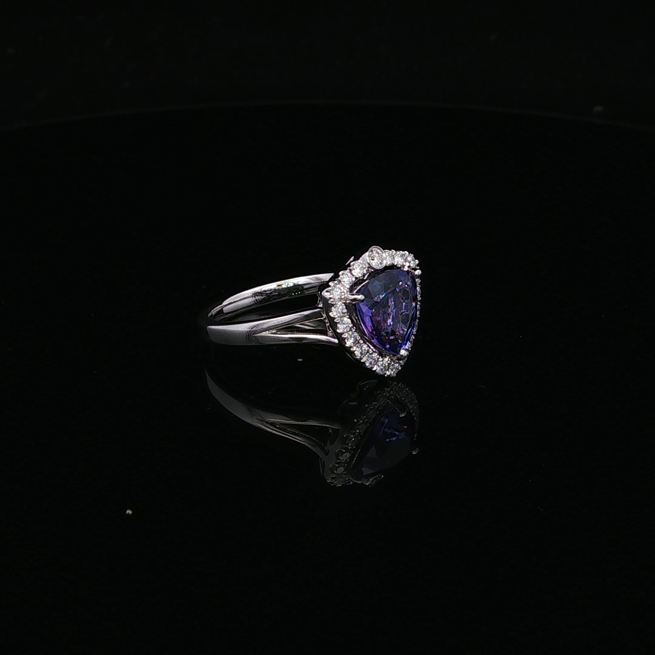 Kaia 14KW Tanzanite Diamond Halo Ring