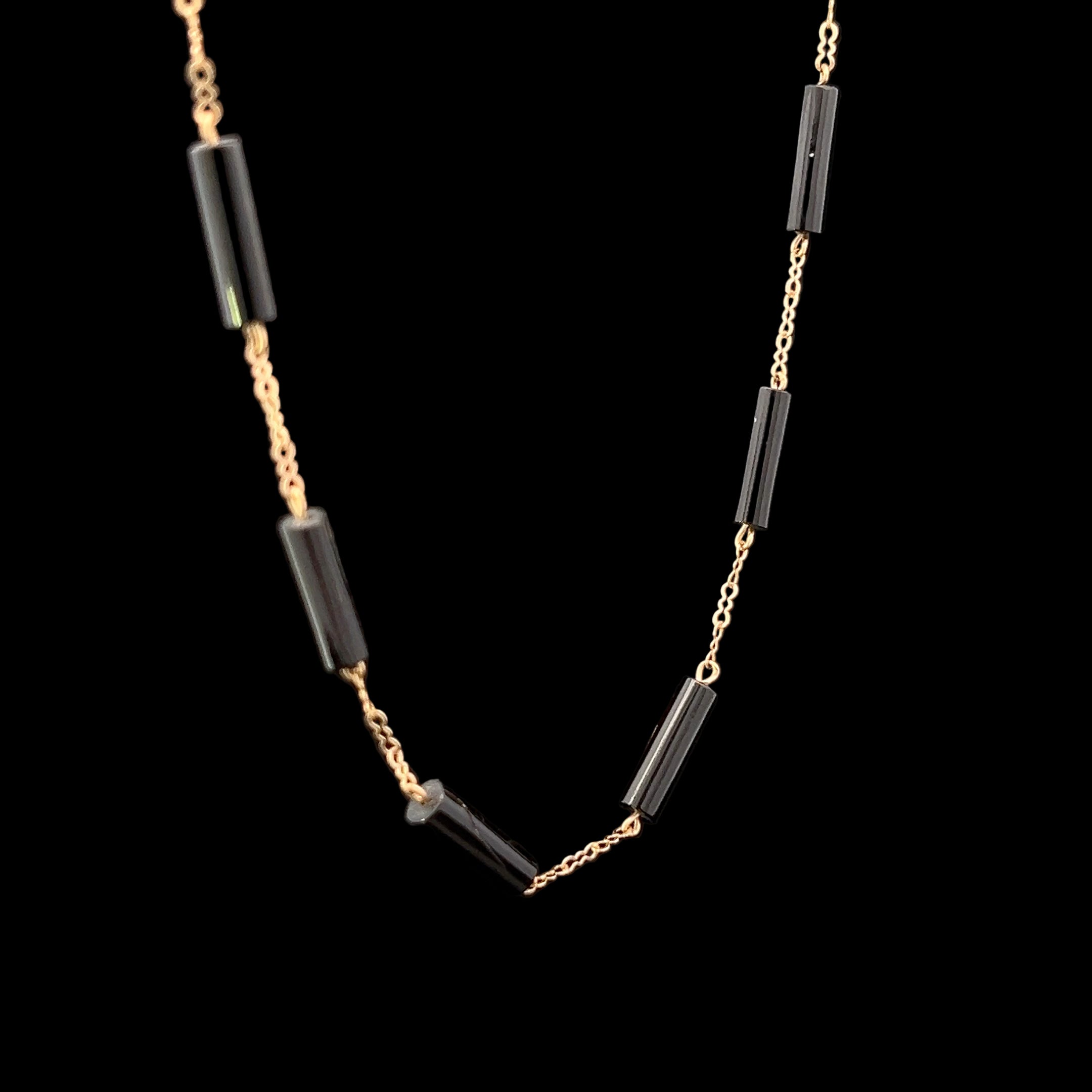 Bernard Passman 18K Yellow Gold Black Coral Bead Necklace