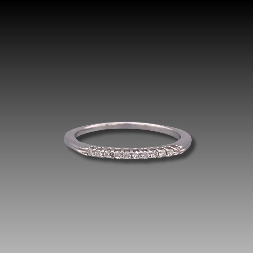 14K white gold wedding band with diamonds