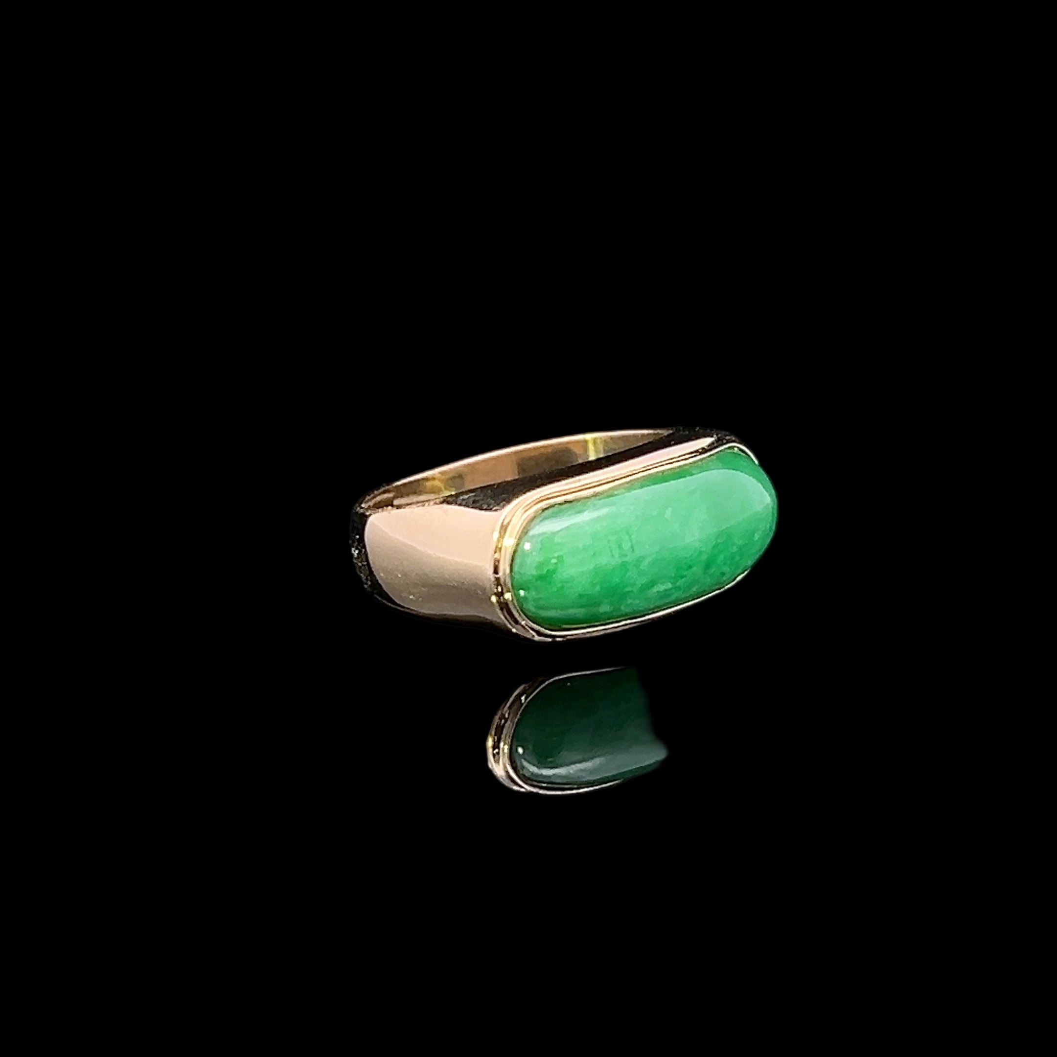 Braelynn 18K Yellow Gold Oblong Bezel-Set Jade Ring