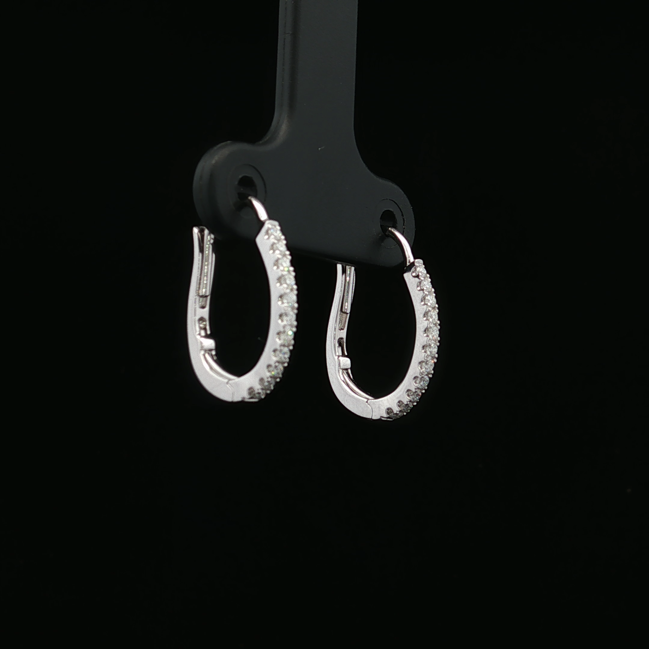 Emberly 14K White Gold Oval Diamond Hoop Earrings