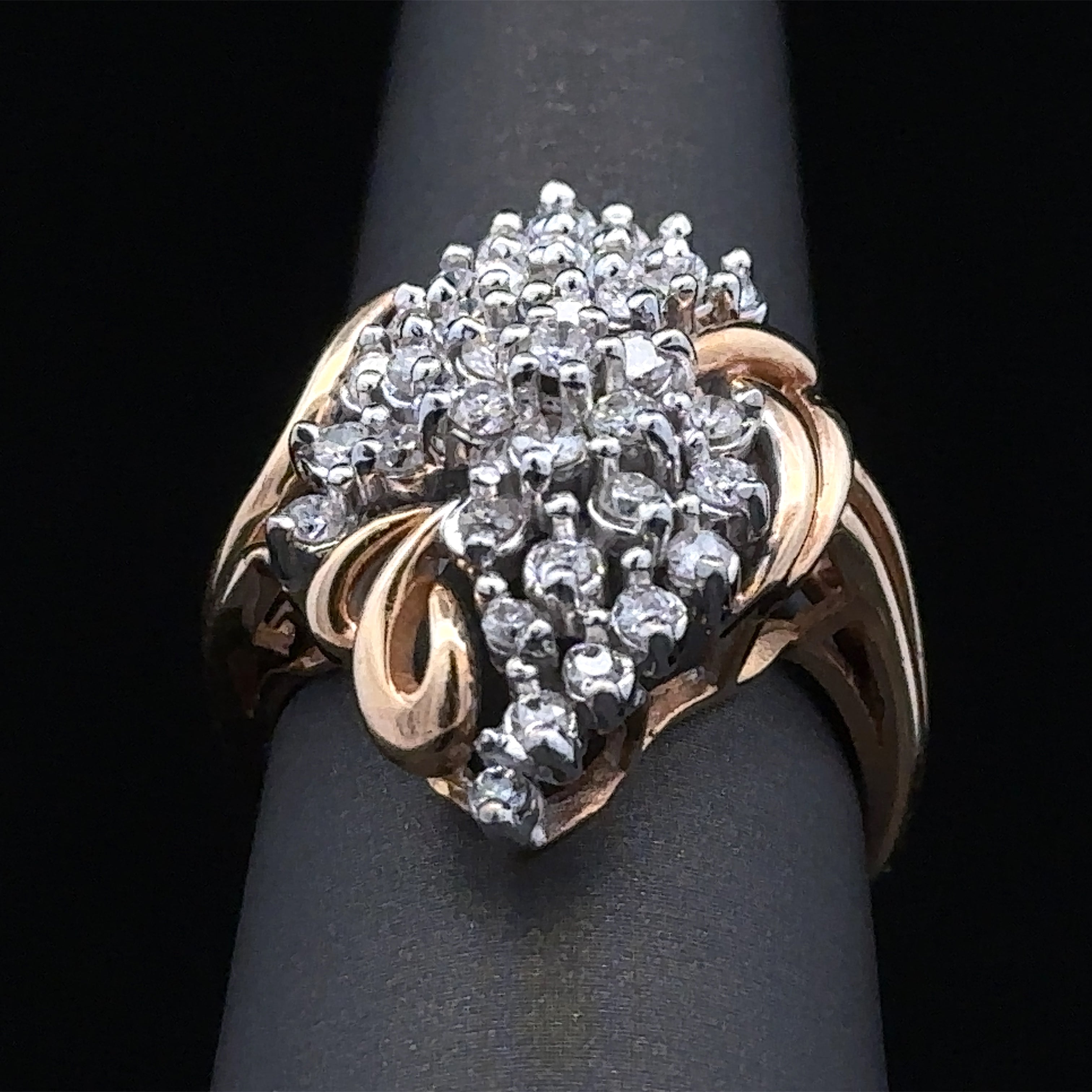 Eden 14K yellow gold vintage-style ring with diamonds