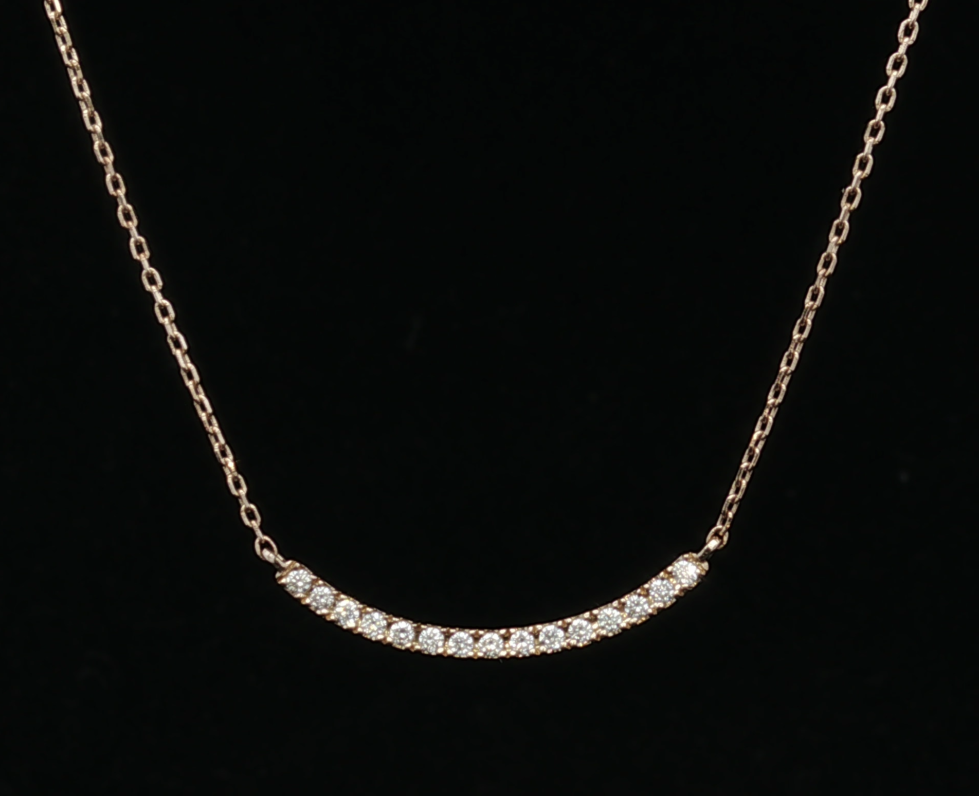Reina 14KY Adjustable Diamond Smile Bar Necklace