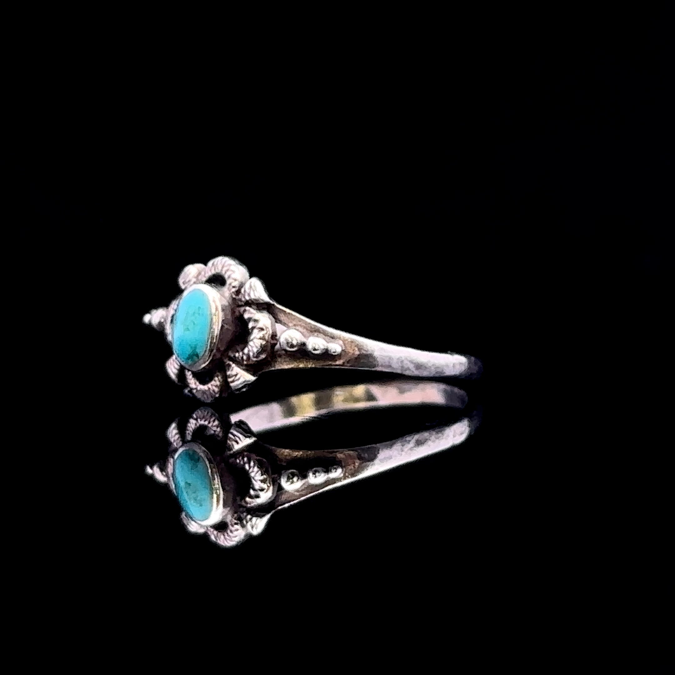 Kamryn Sterling Silver Turquoise Inlay Flower Ring