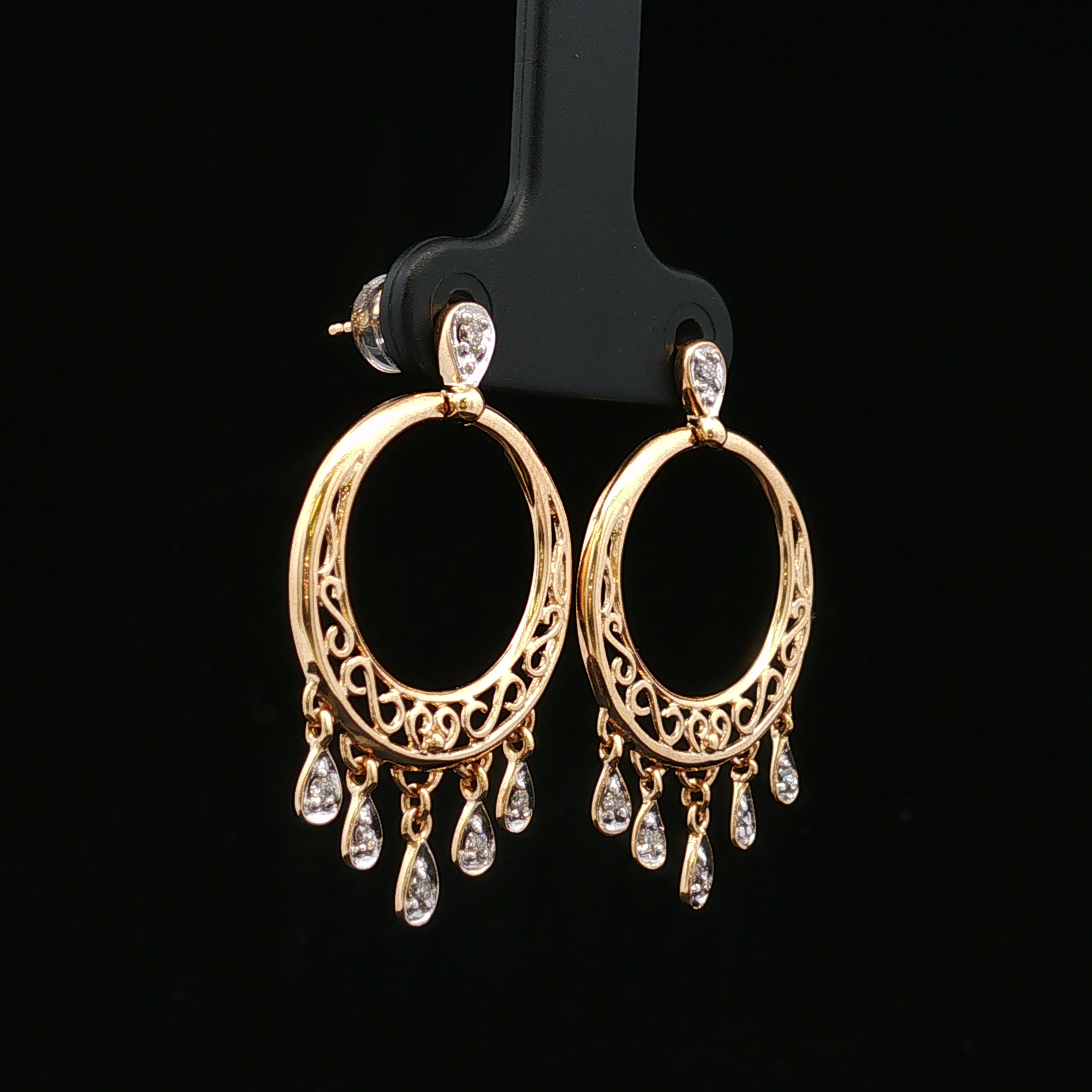 Maple 14K Two-Tone Diamond Dangle Hoop Earrings