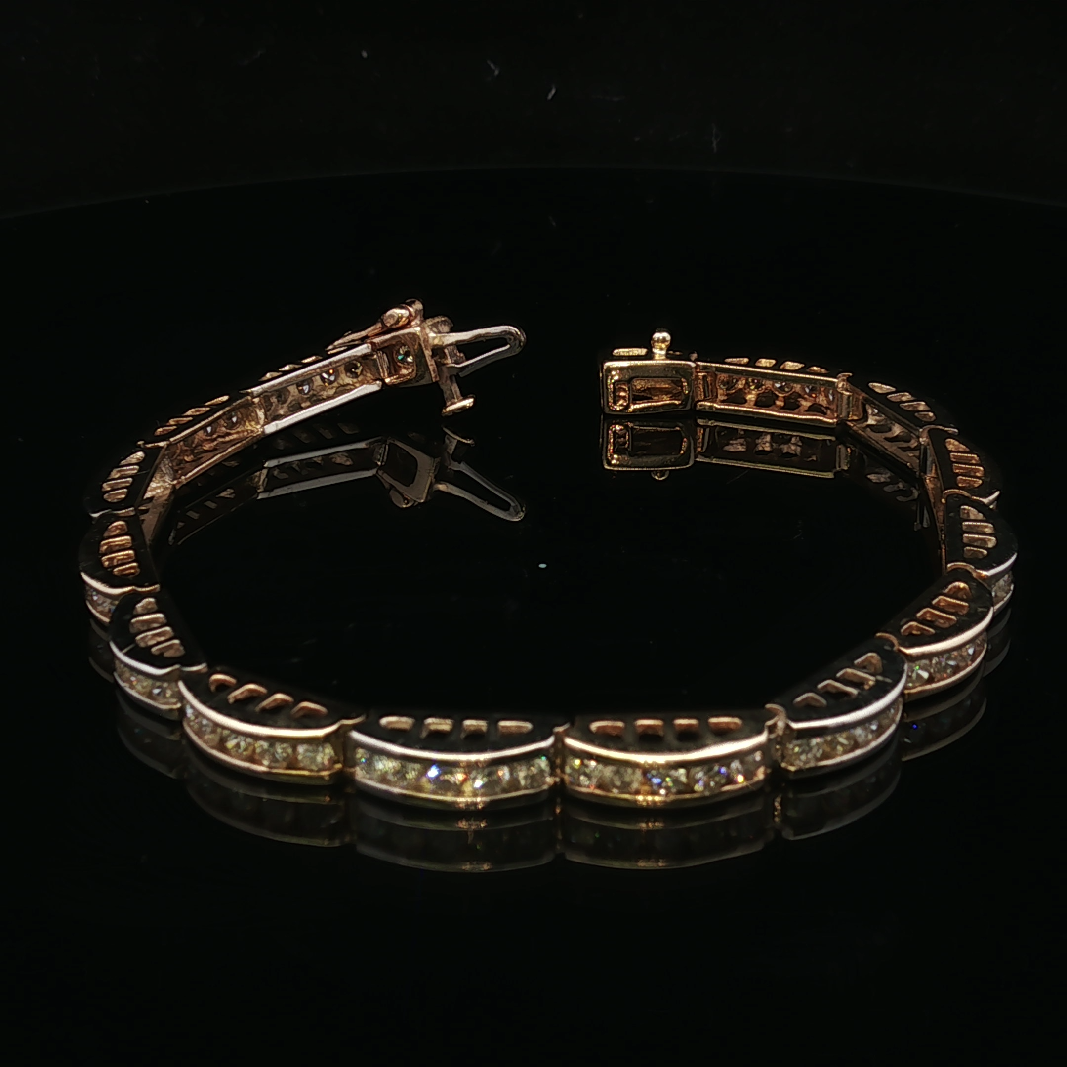 Nathalie 14K Two-Tone 6.75" Diamond Link Tennis Bracelet