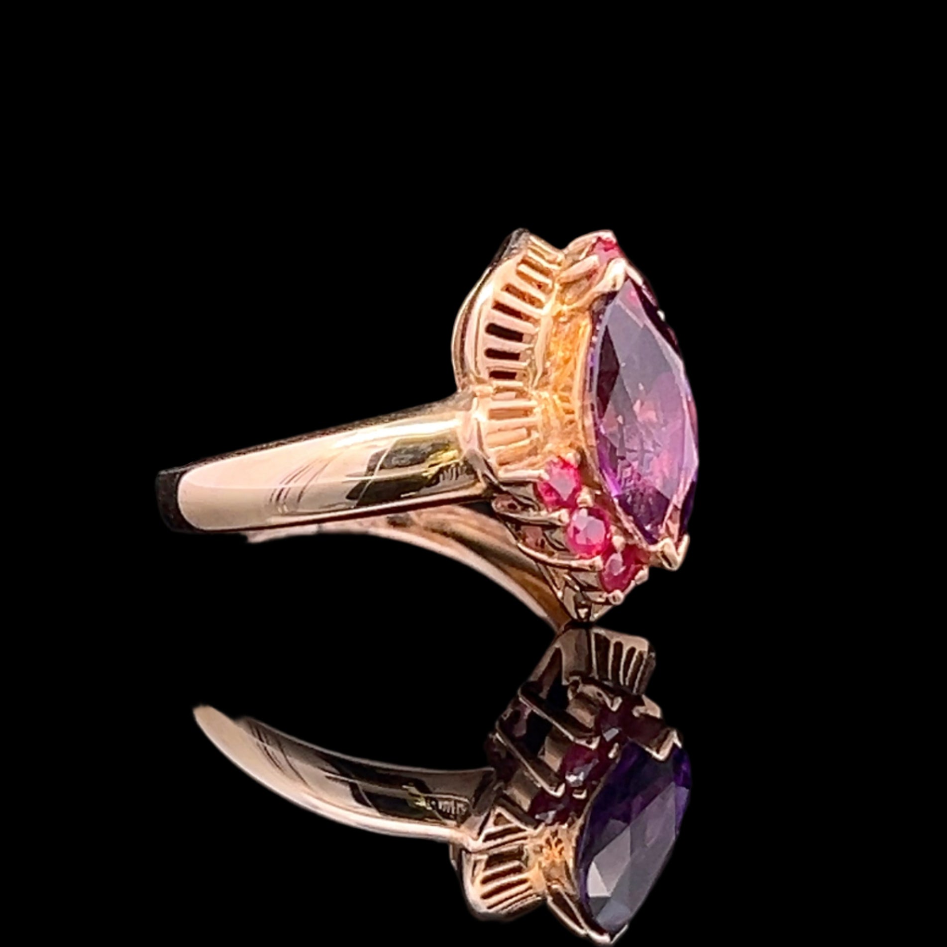Alma 14KY 1.59CT Marquise Amethyst & .60CTW Ruby Ring