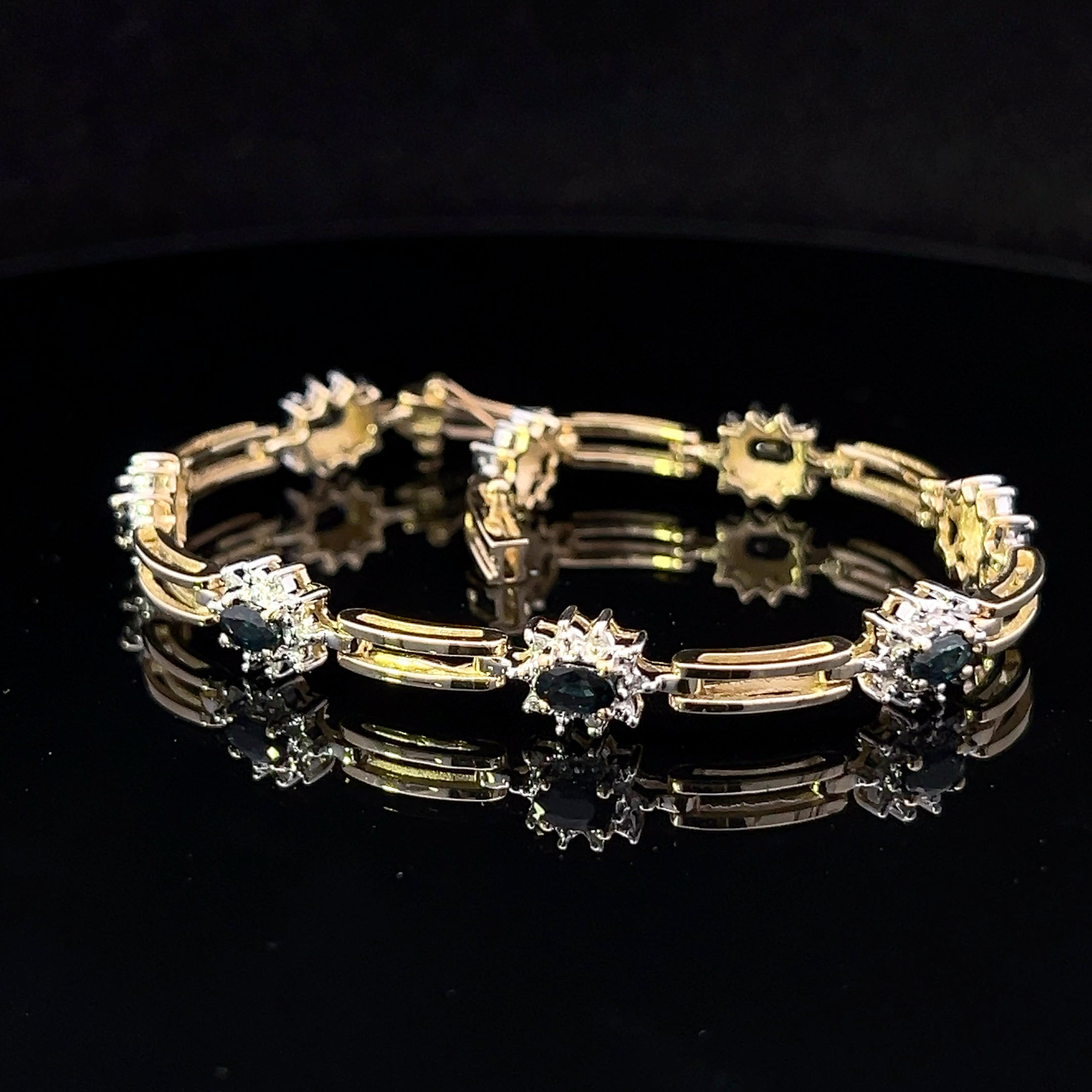 Carolina 14K Two-Tone Oval Sapphire & Diamond Bracelet
