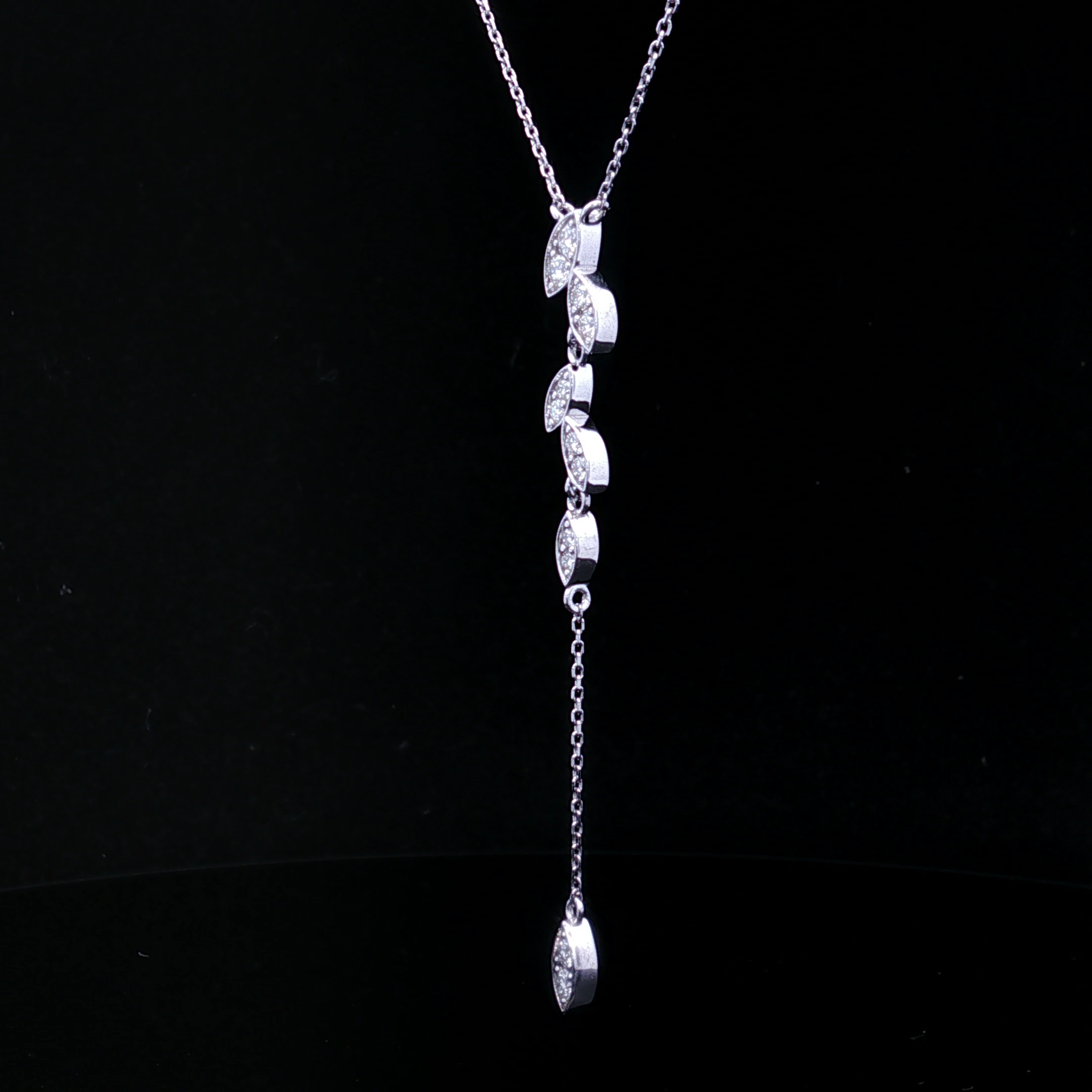 Thalia 18KW Adjustable .28 CTW Diamond Drop Necklace