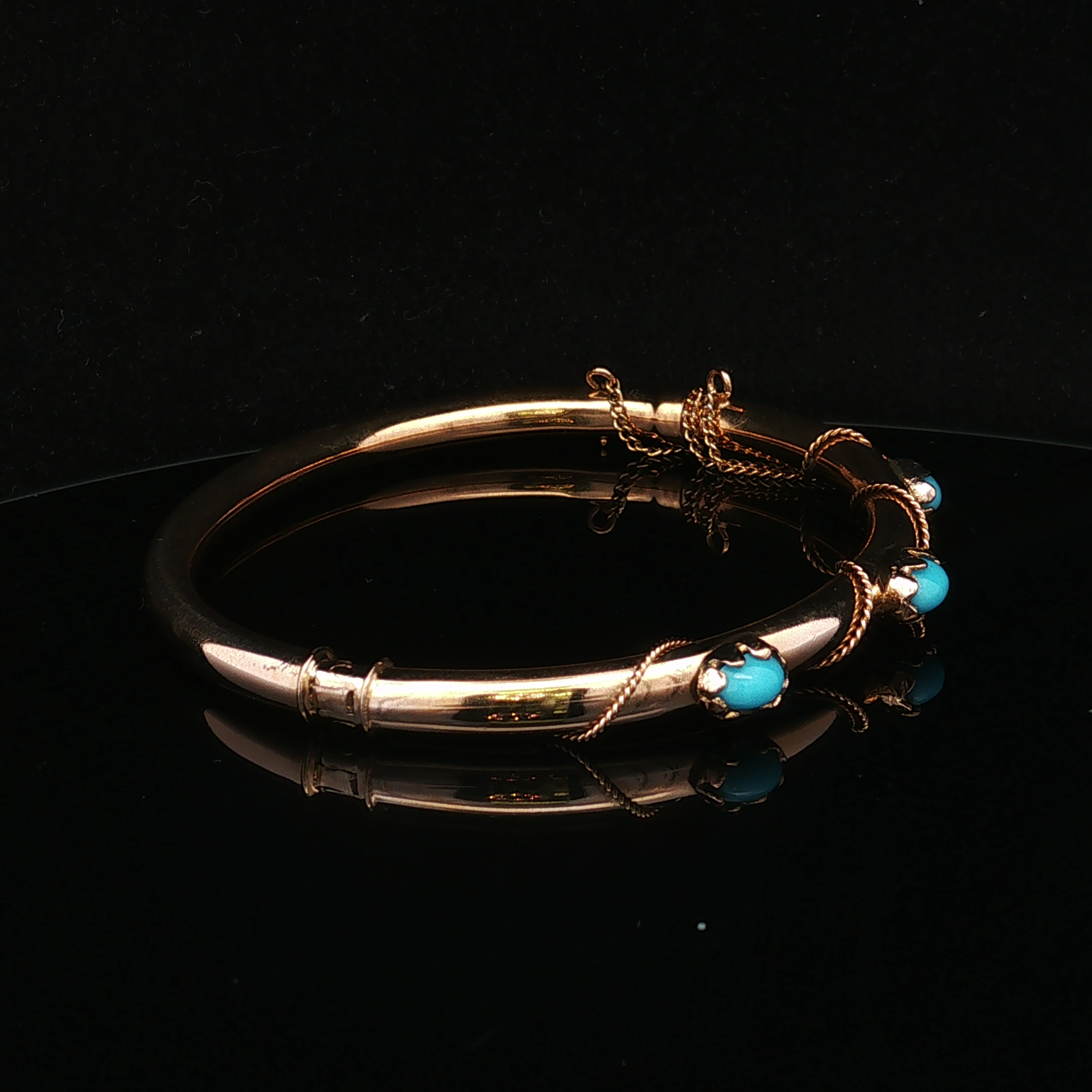 Kaialyn 14K Yellow Gold Turquoise Bangle Bracelet