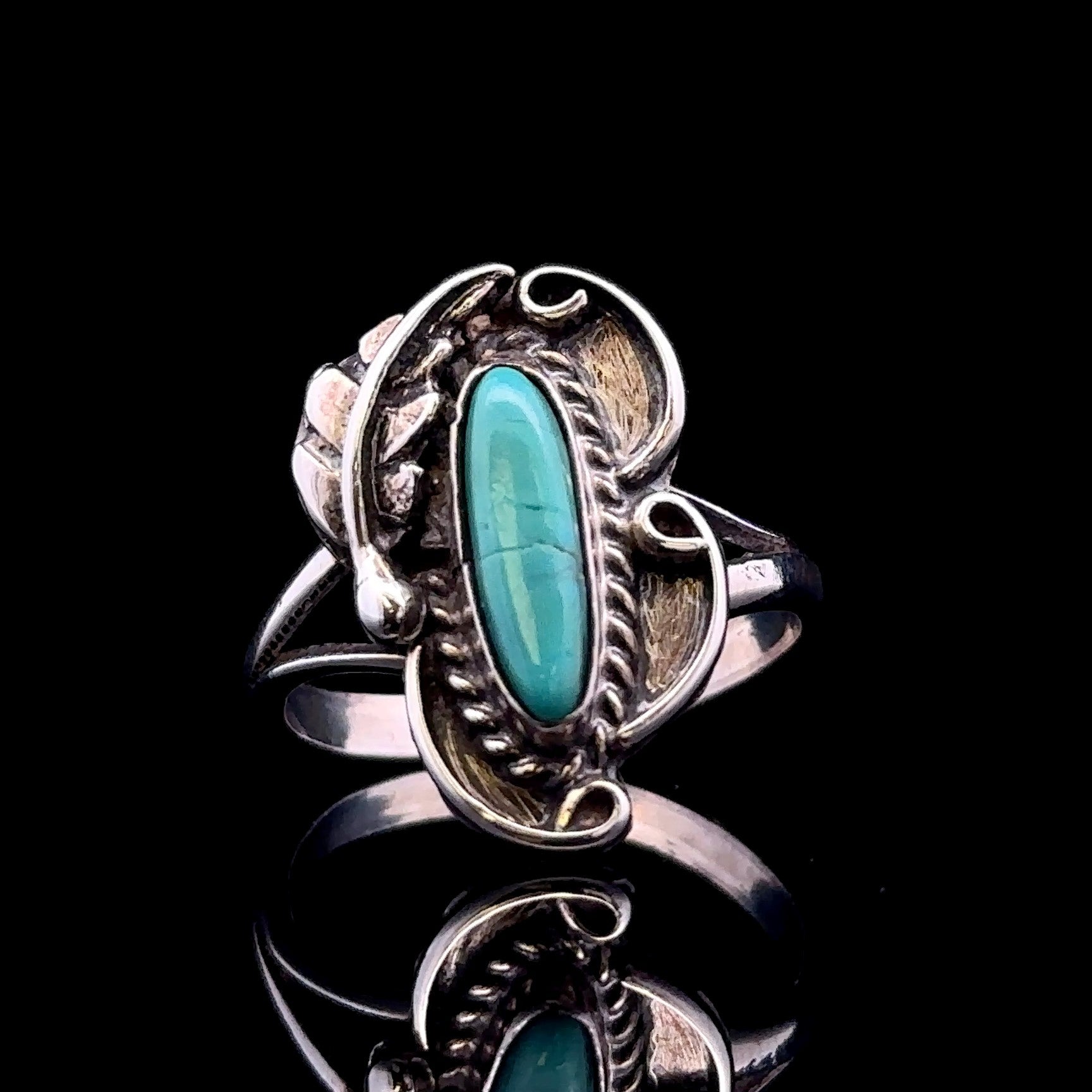 Natalia Sterling Silver Turquoise Feather Ring