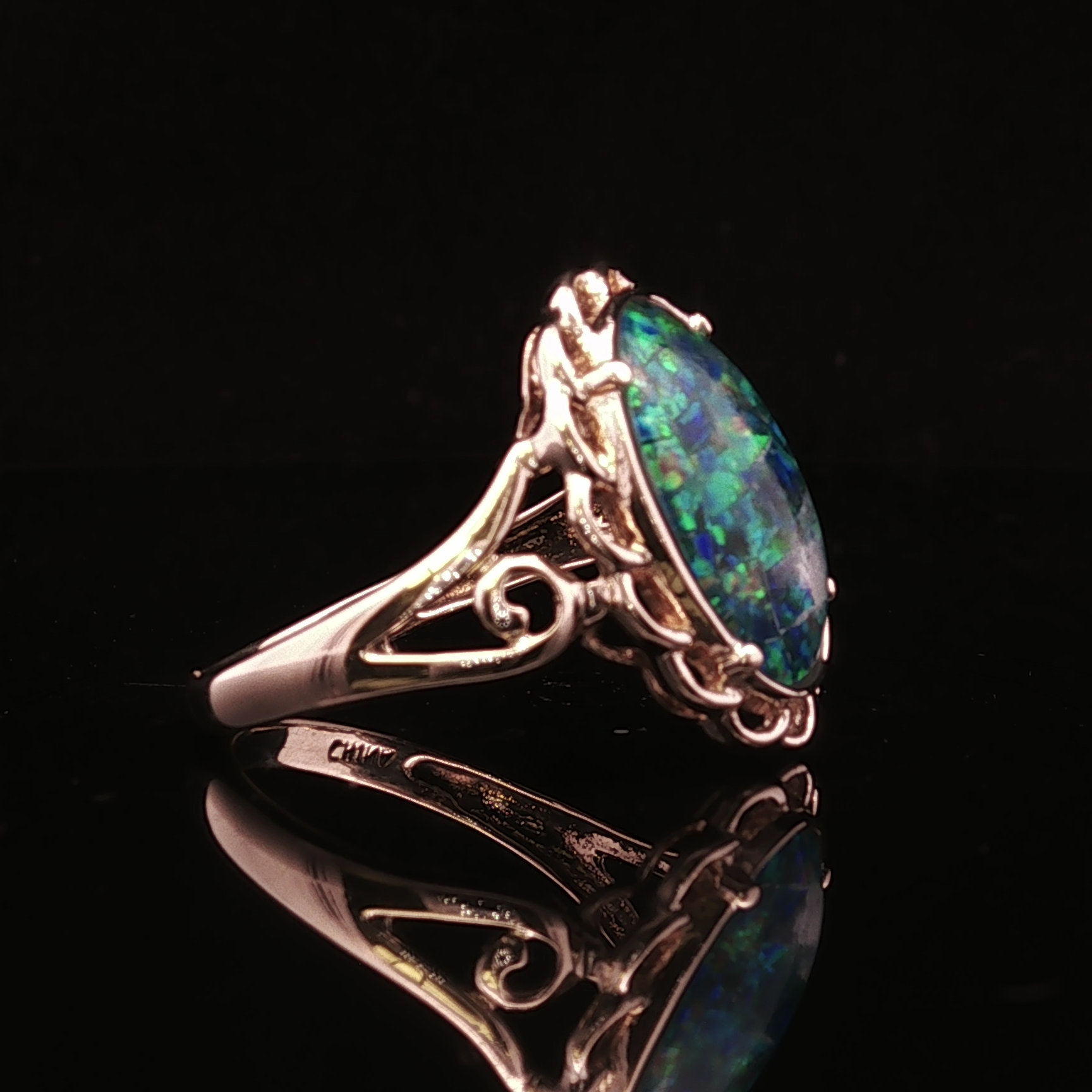 Rosalind 10K Yellow Gold Mosaic Opal Ring