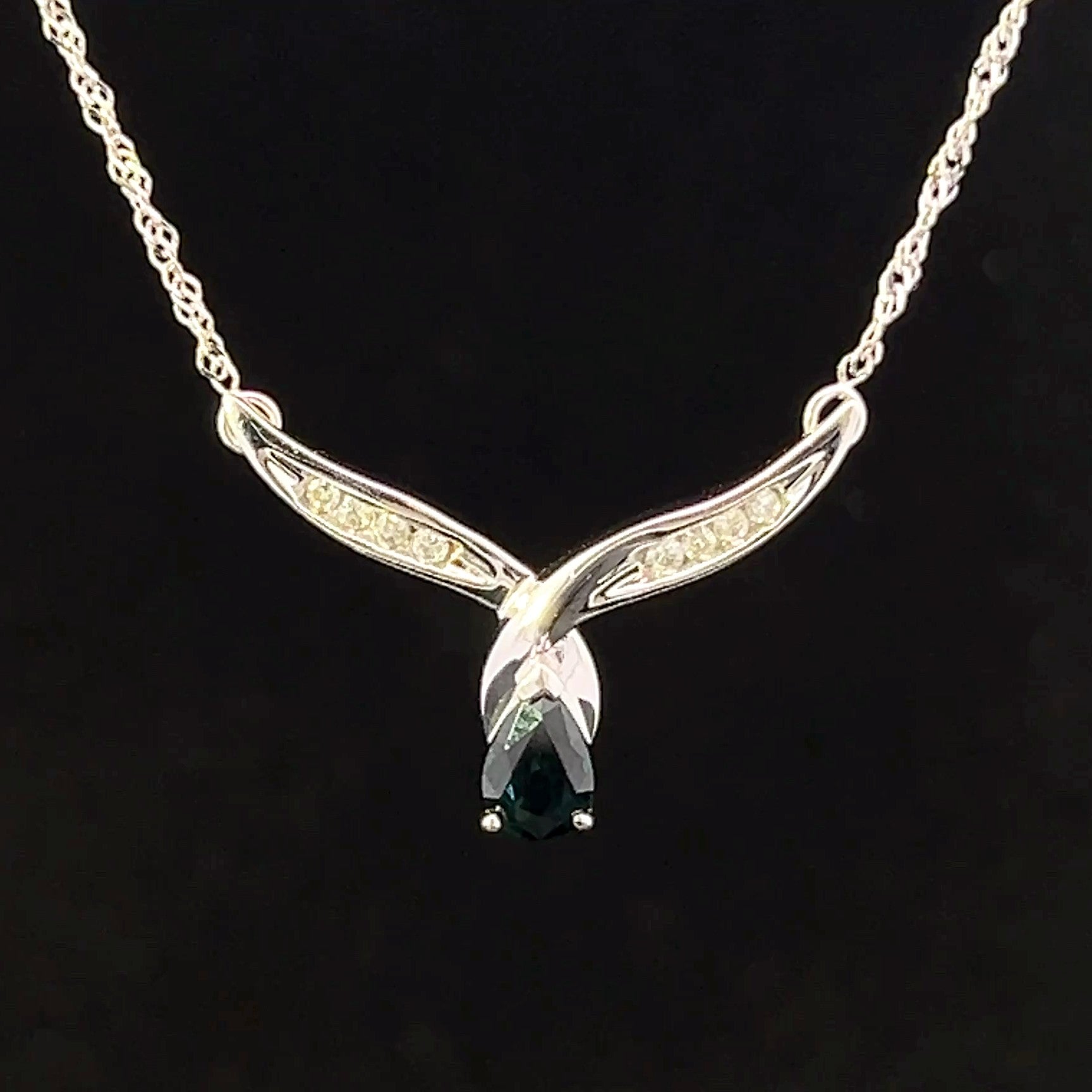 Valeria 10K White Gold Sapphire & Diamond Necklace