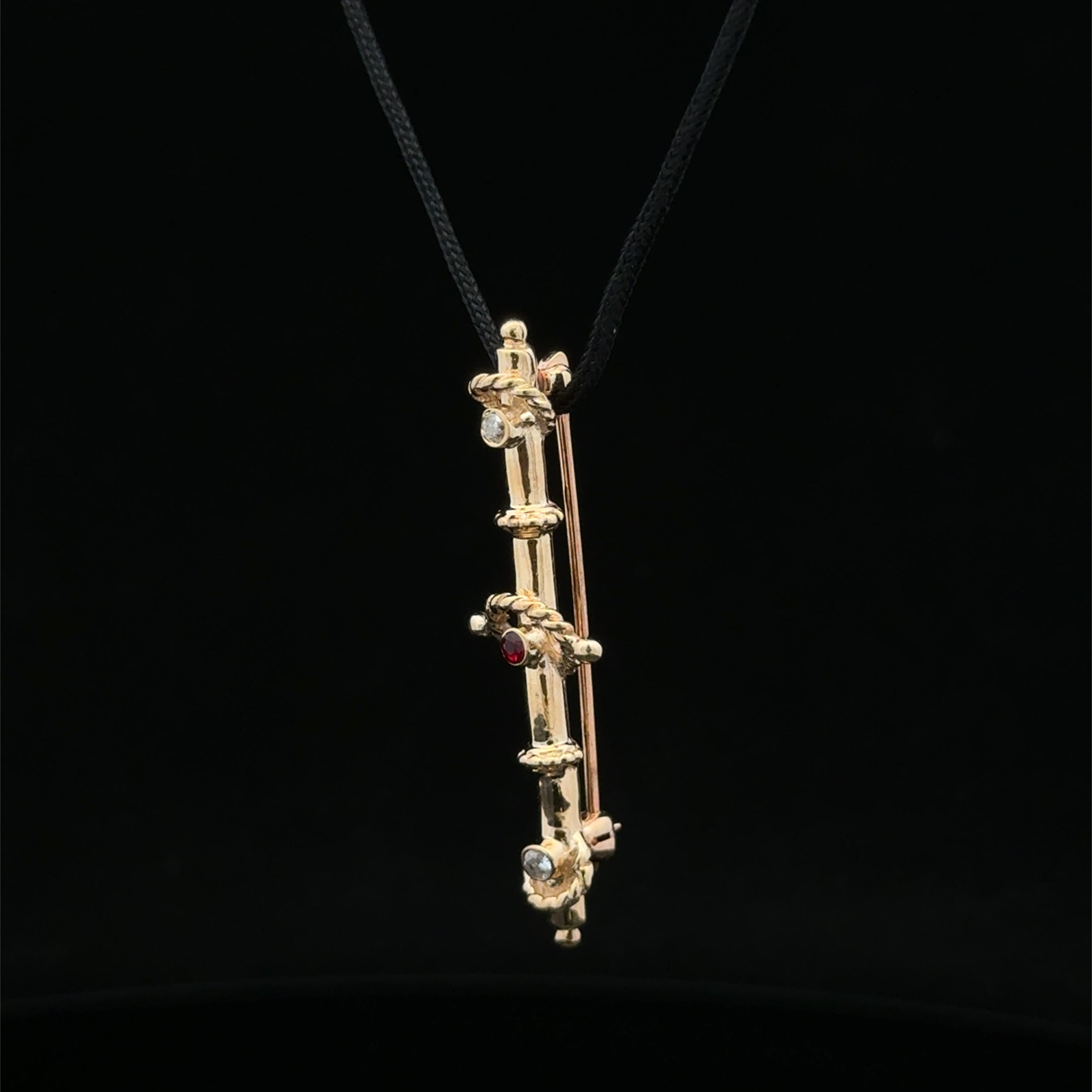 Keeley 14K Yellow Gold Diamond & Ruby Pin