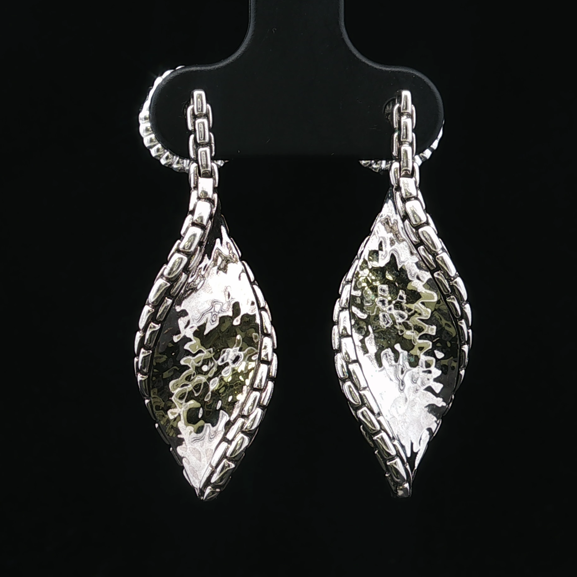 Rosalindia Antiqued Silver Drop Earrings