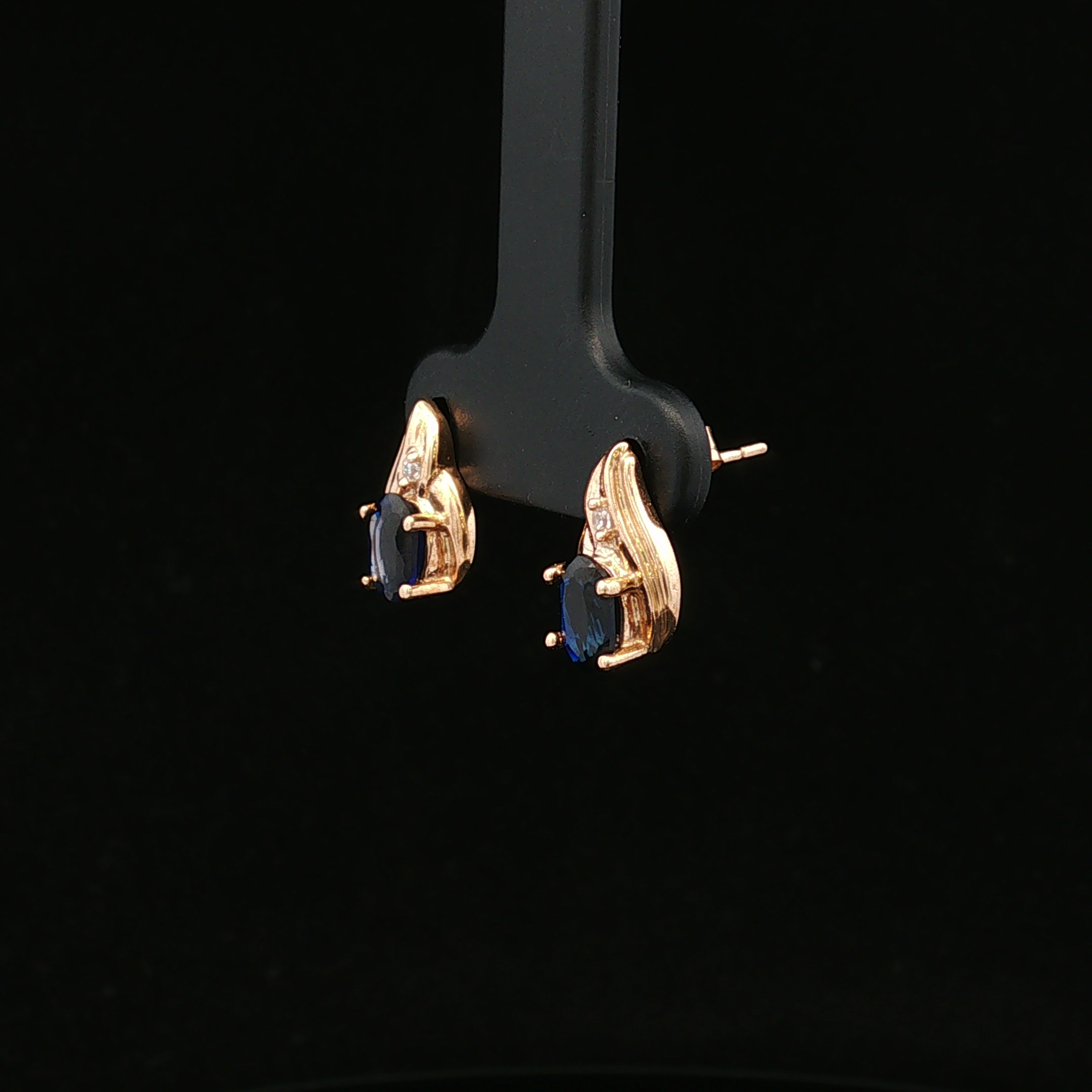 Clover 10K Yellow Gold Sapphire & CZ Earrings
