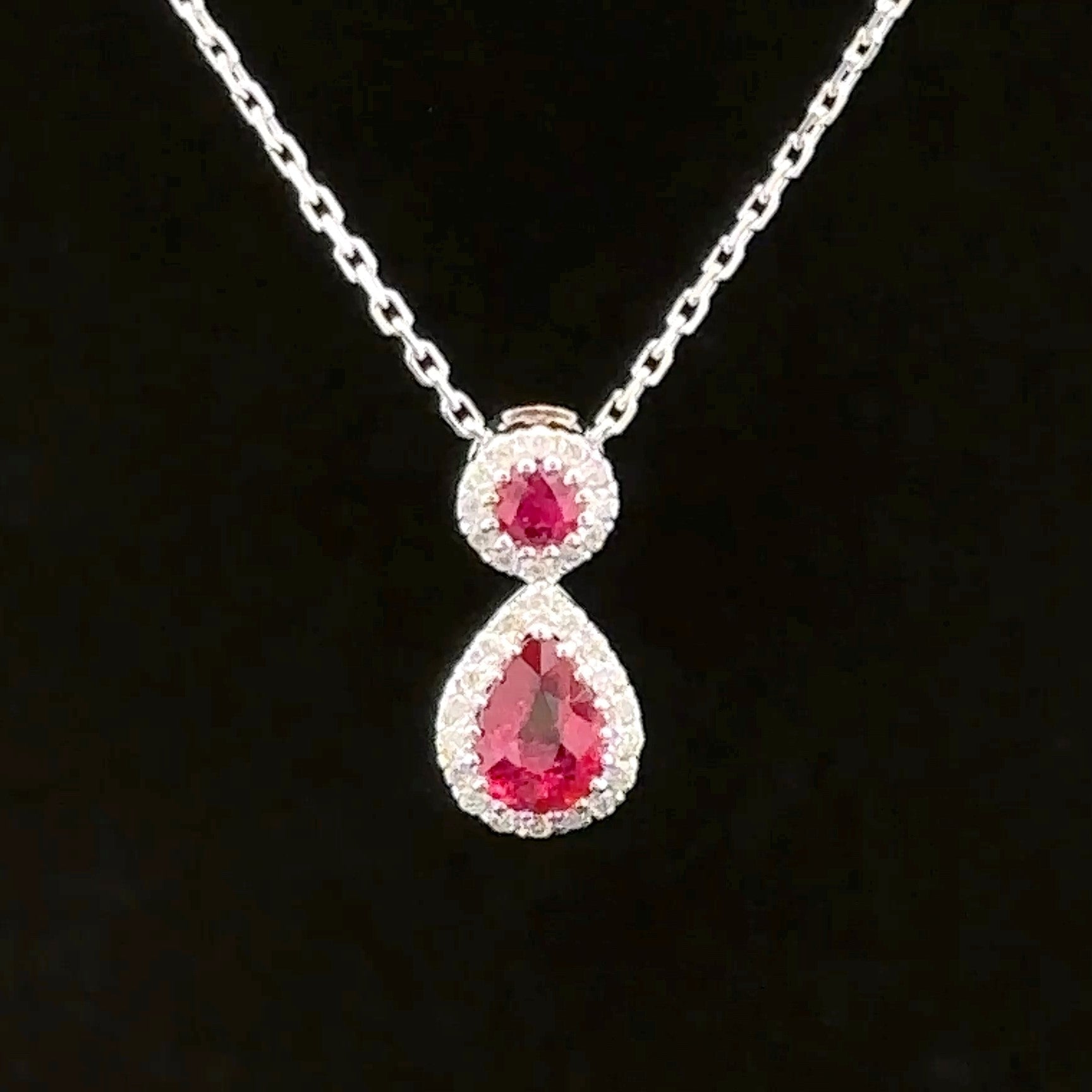 Miro 14K White Gold Halo Necklace with Lab-Created Rubies & Diamonds