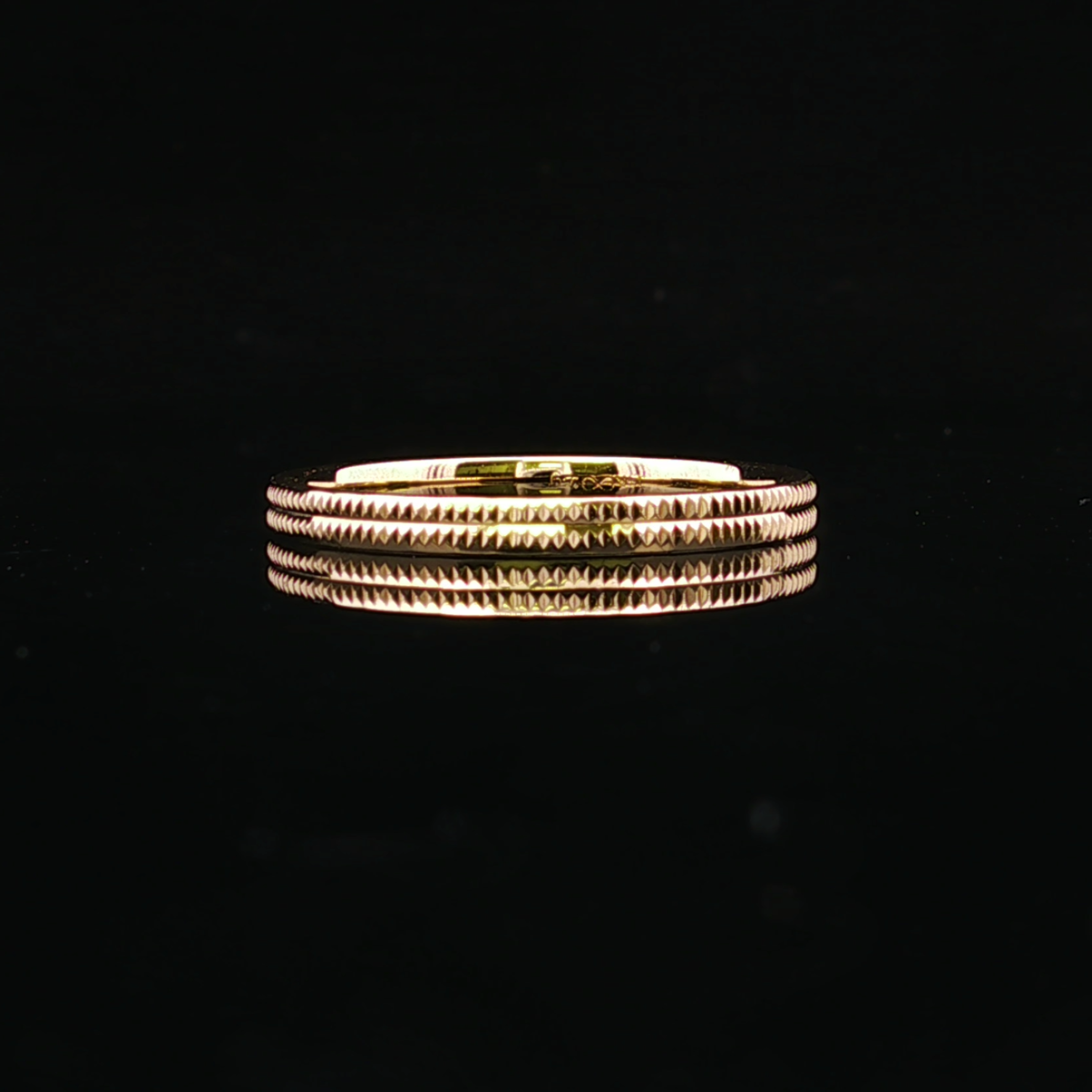 14K Yellow Gold Double Row Band Ring