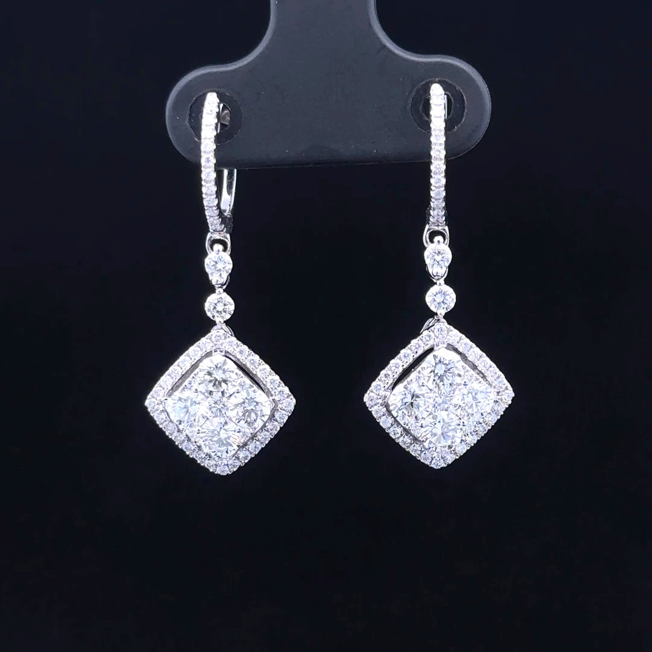 Saige 18K White Gold Earrings with 1.63 CTW Round Diamonds