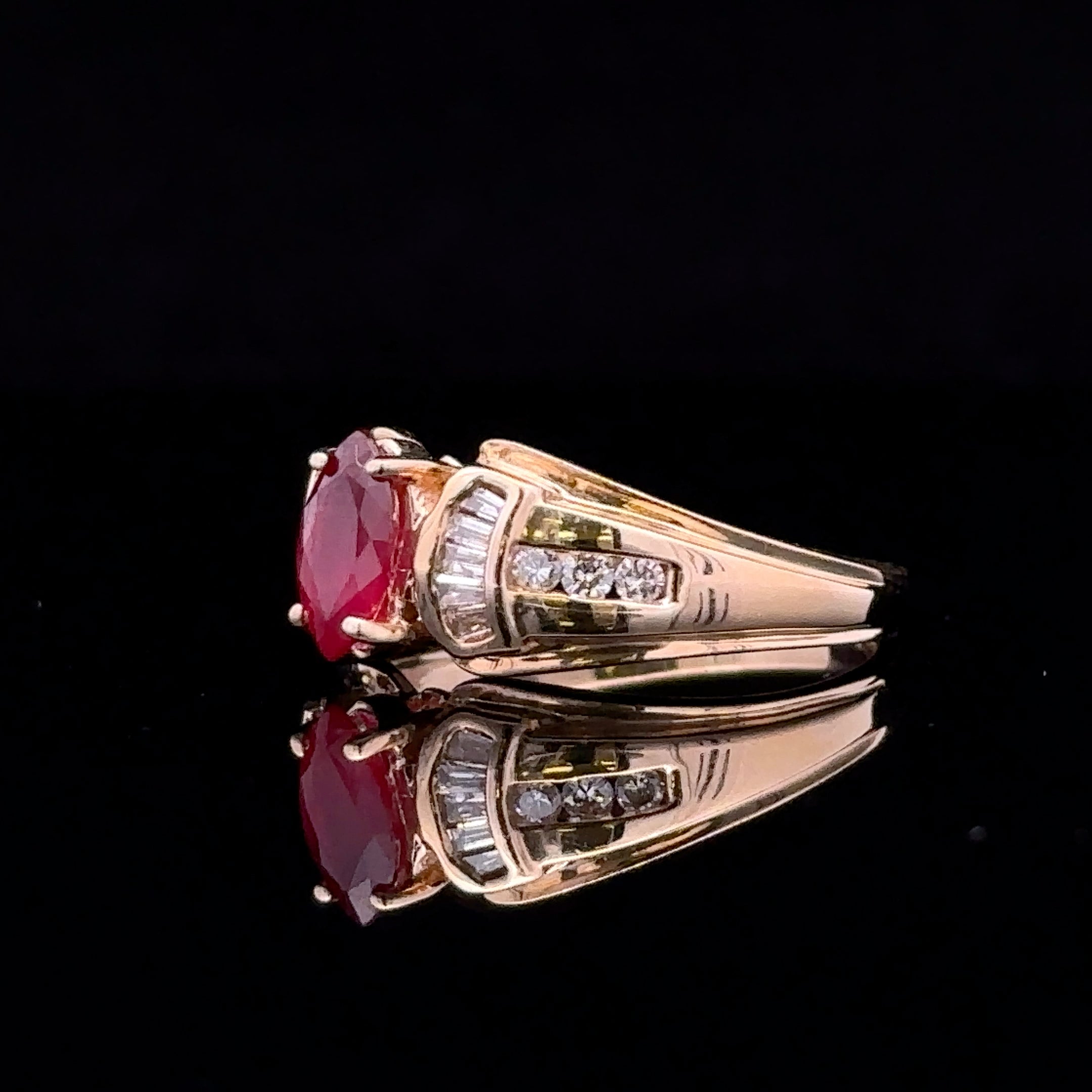 Valeria 10K Yellow Gold Marquise Ruby and Diamond Ring