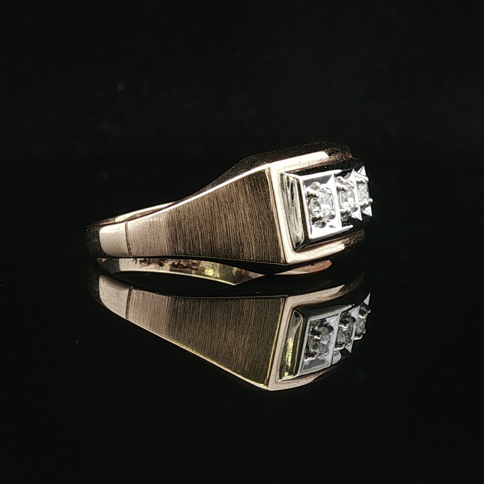 Trey Three Diamond Ring in 14K Yellow Gold