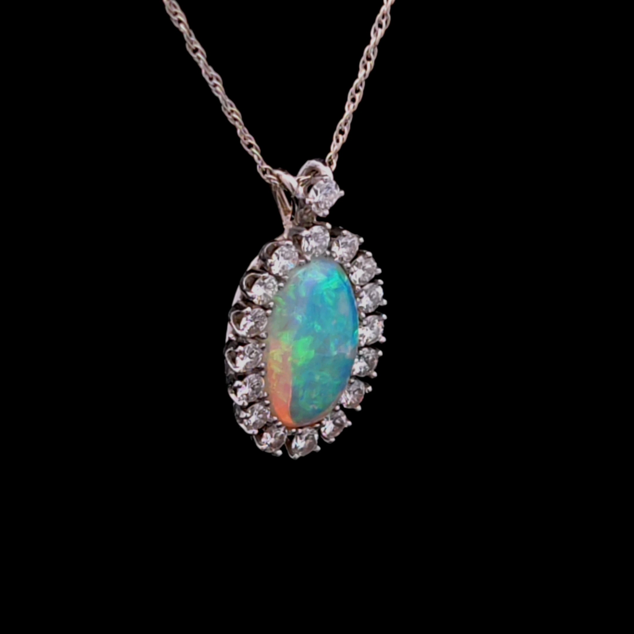 Cordelia 14K White Gold Opal and Diamond Necklace
