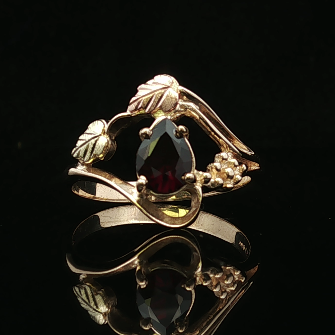 Winifred Pear Shape Garnet Ring – 10K Two-Tone