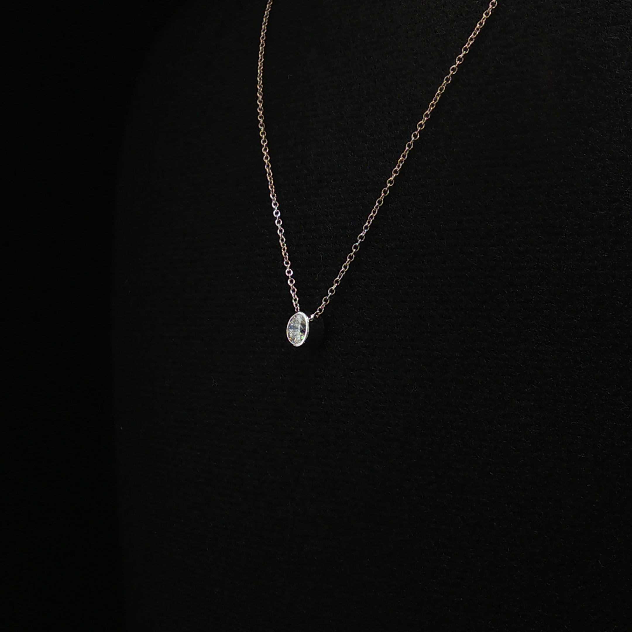 Ione 14K White Gold Bezel Set Diamond Necklace